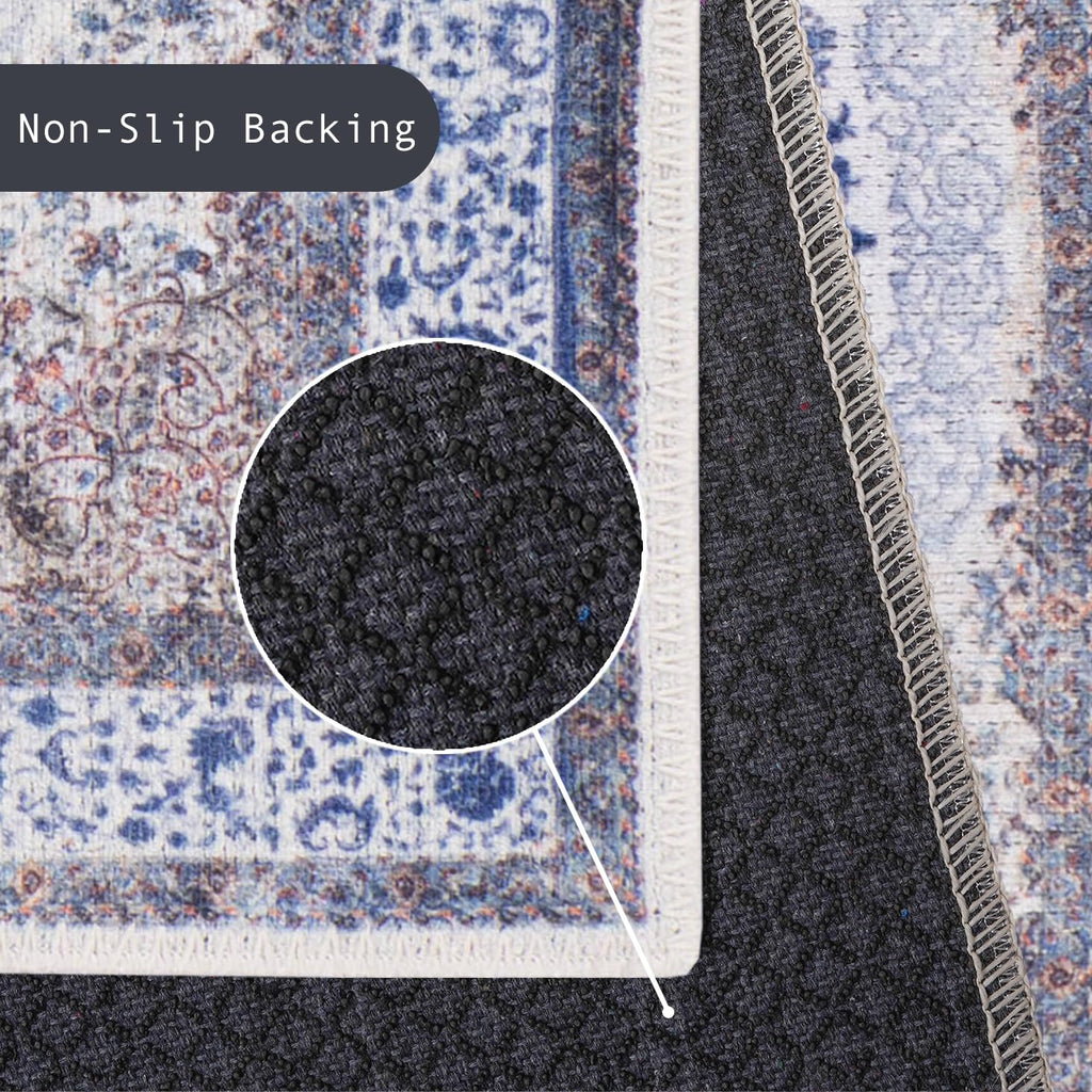 GLN Rugs Vona - Machine Washable Area Rug - Cream/Navy Home Rug