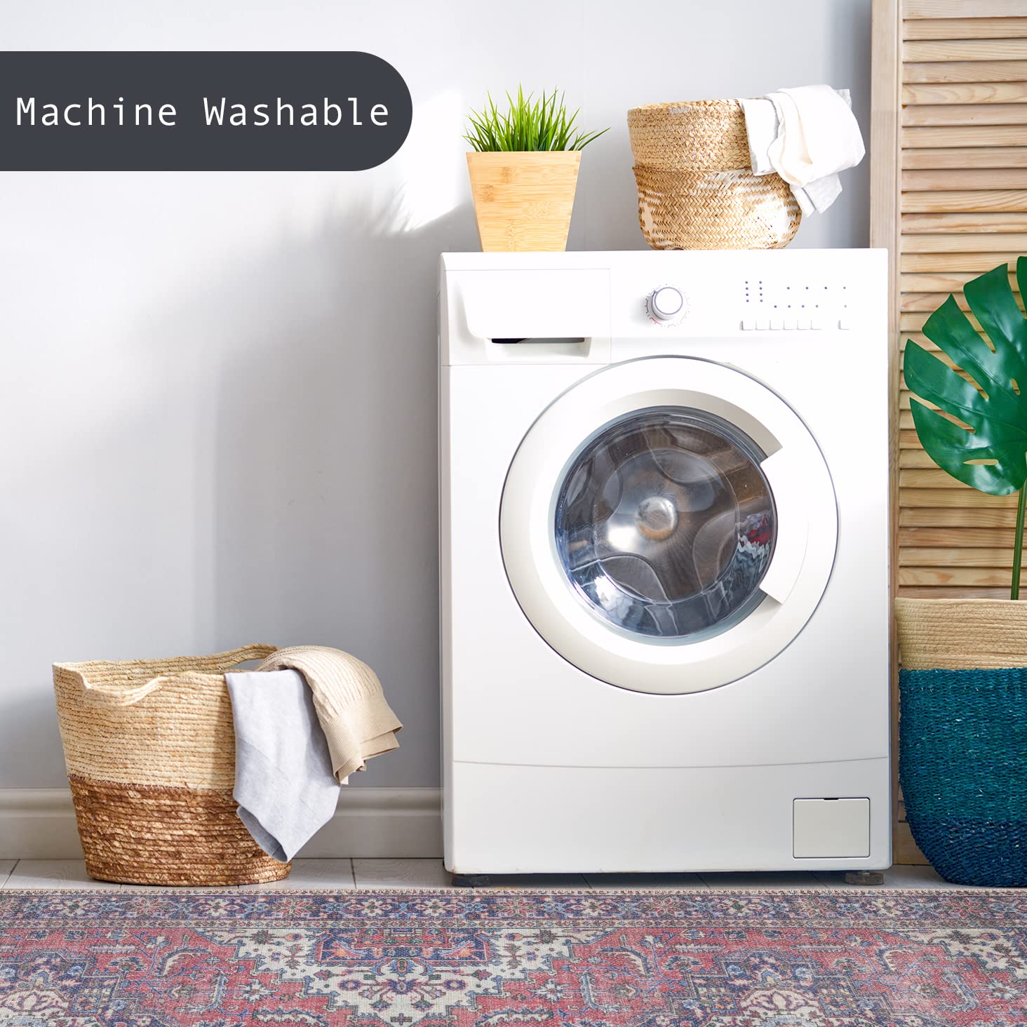 GLN Rugs Iznik - Machine Washable Area Rug - Multi Blue Home Rug