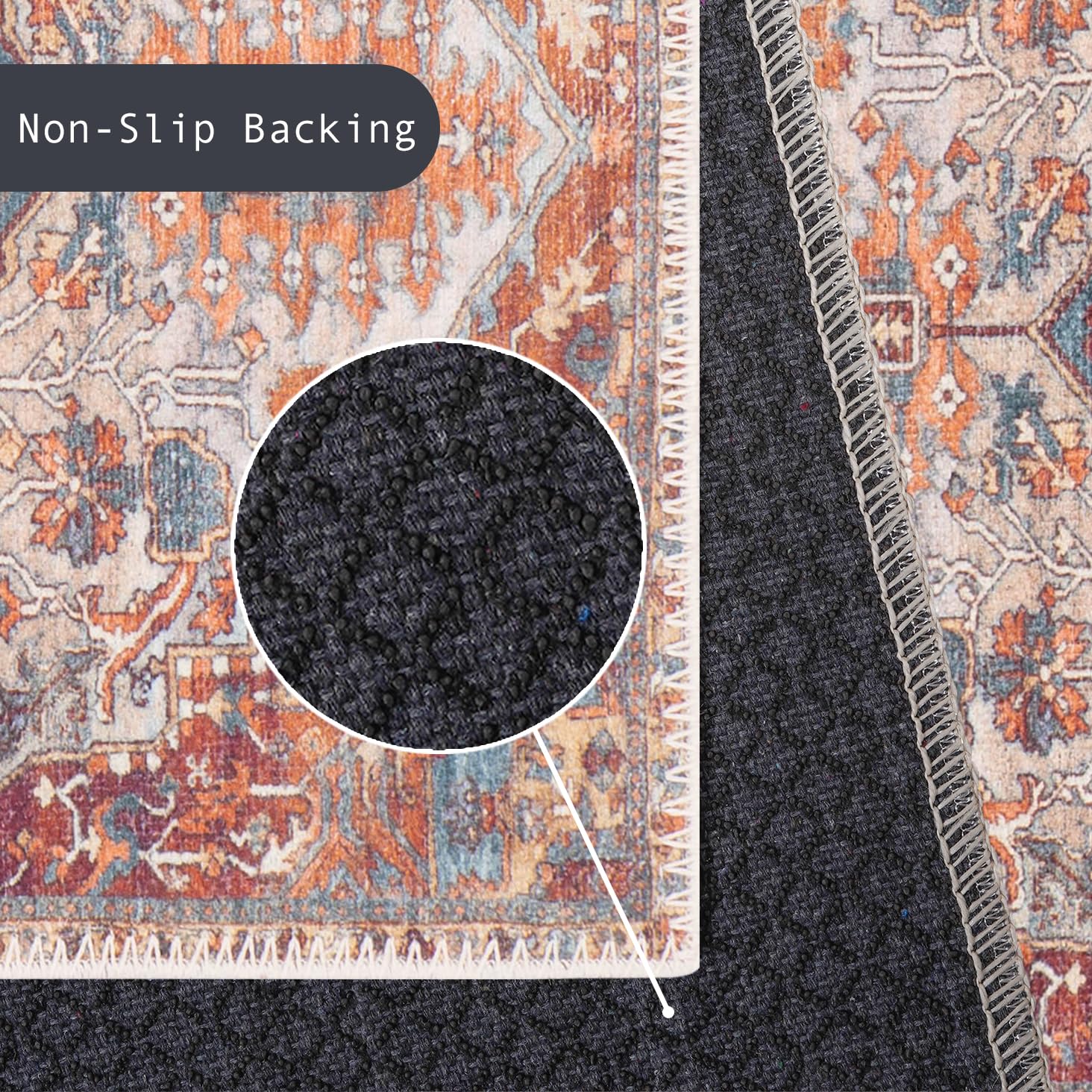 GLN Rugs Gordion - Machine Washable Area Rug - Cream/Terra Home Rug