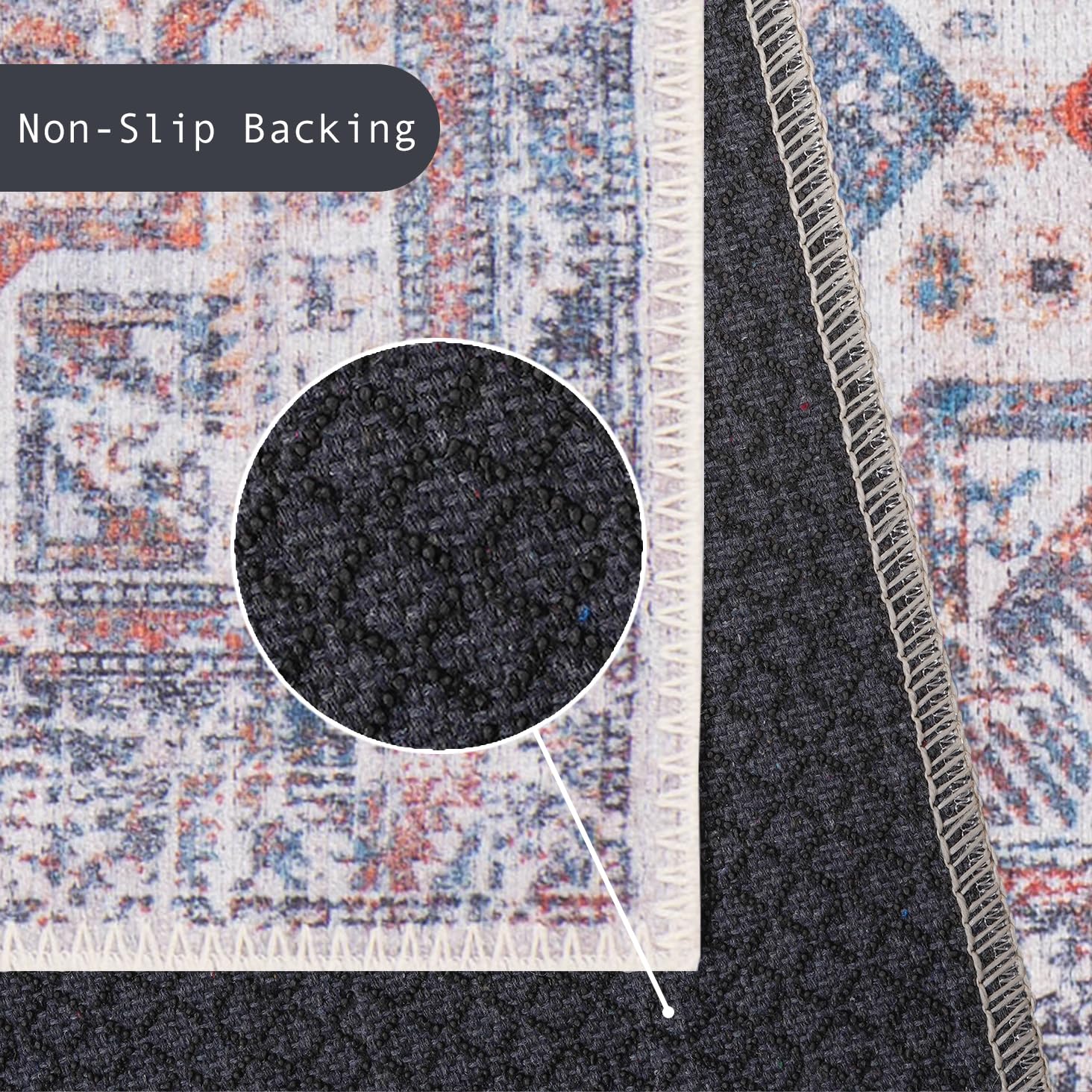 GLN Rugs Myra - Machine Washable Area Rug - Multi/Cream Home Rug