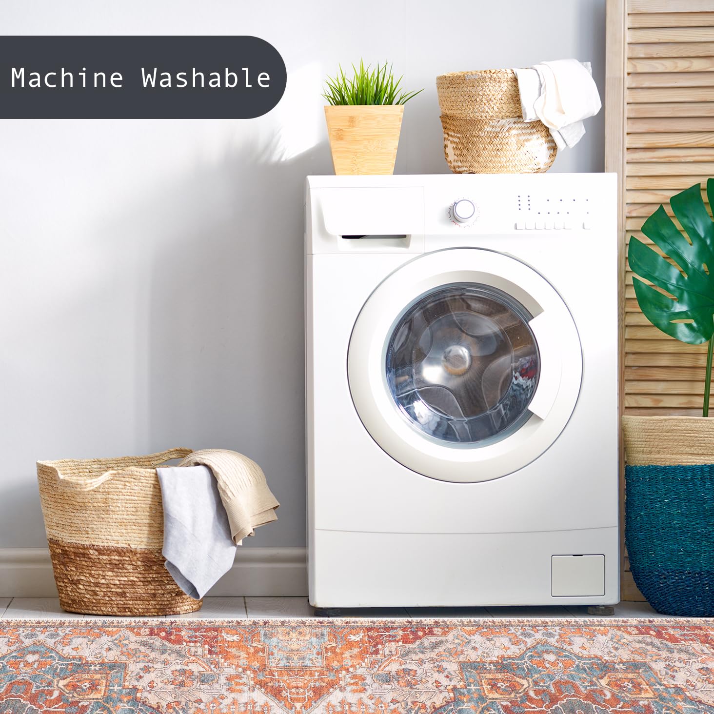 GLN Rugs Gordion - Machine Washable Area Rug - Cream/Terra Home Rug