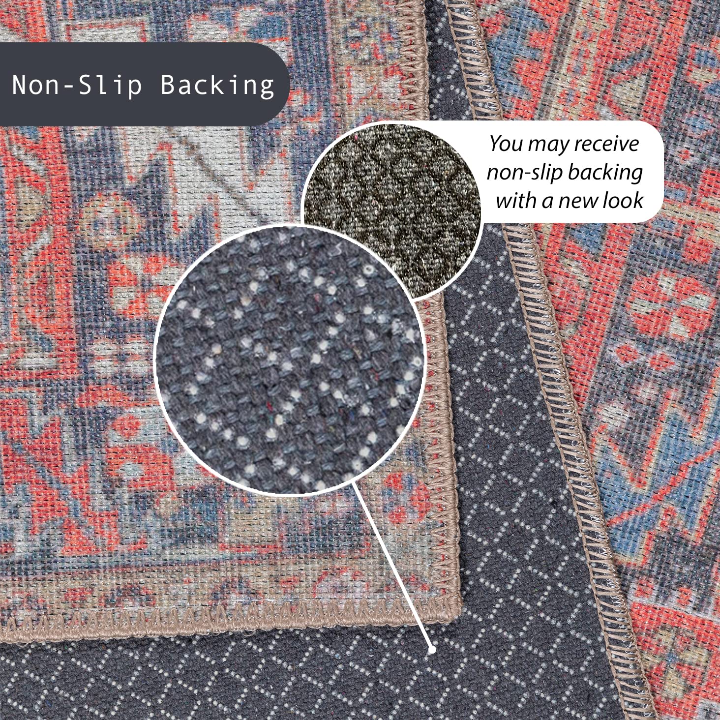 GLN Rugs Kerasus - Machine Washable Area Rug - Multi Red Home Rug