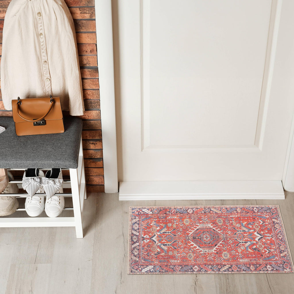 GLN Rugs Kerasus - Machine Washable Area Rug - Multi Red Home Rug