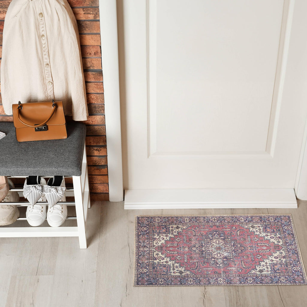 GLN Rugs Iznik - Machine Washable Area Rug - Multi Blue Home Rug