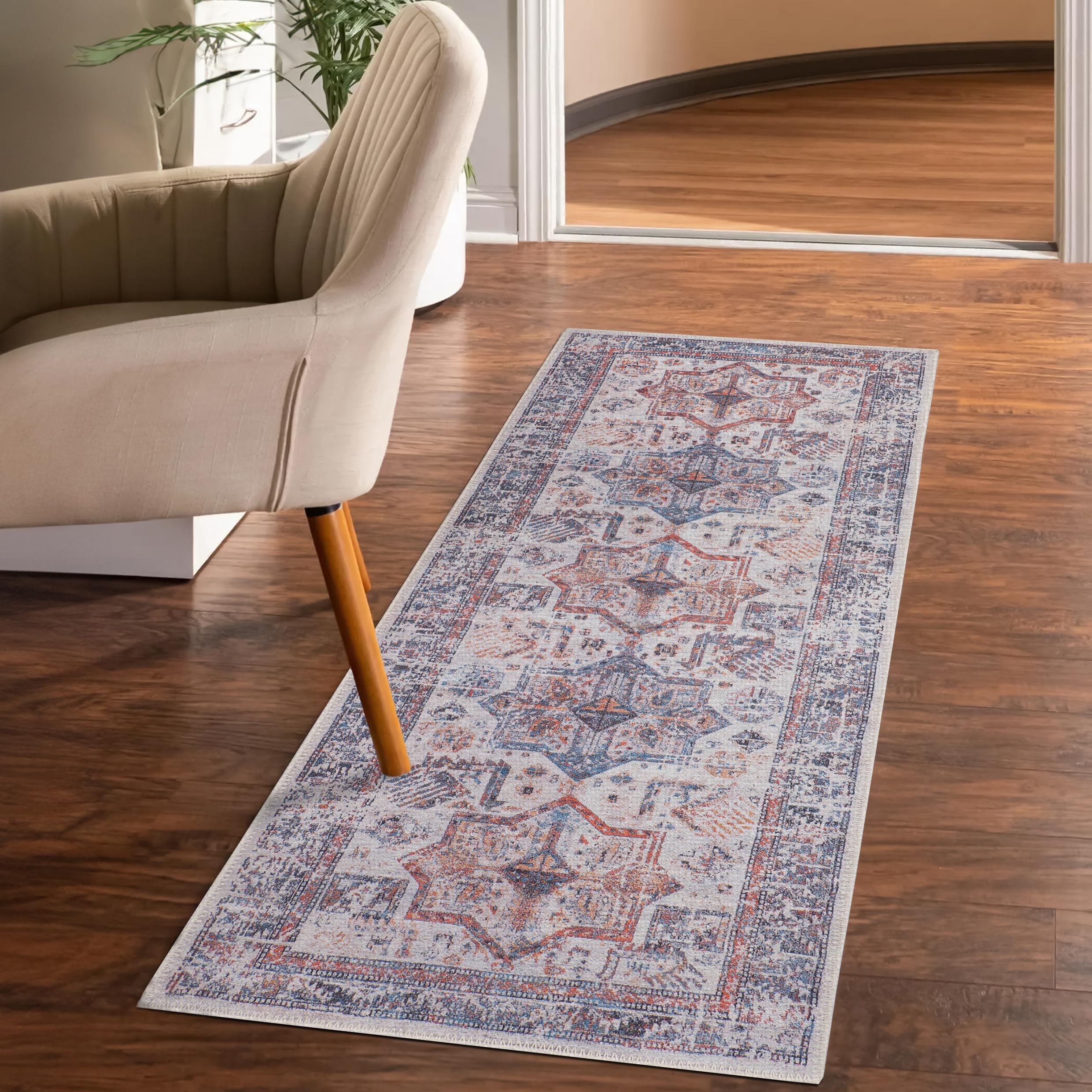 GLN Rugs Myra - Machine Washable Area Rug - Multi/Cream Home Rug