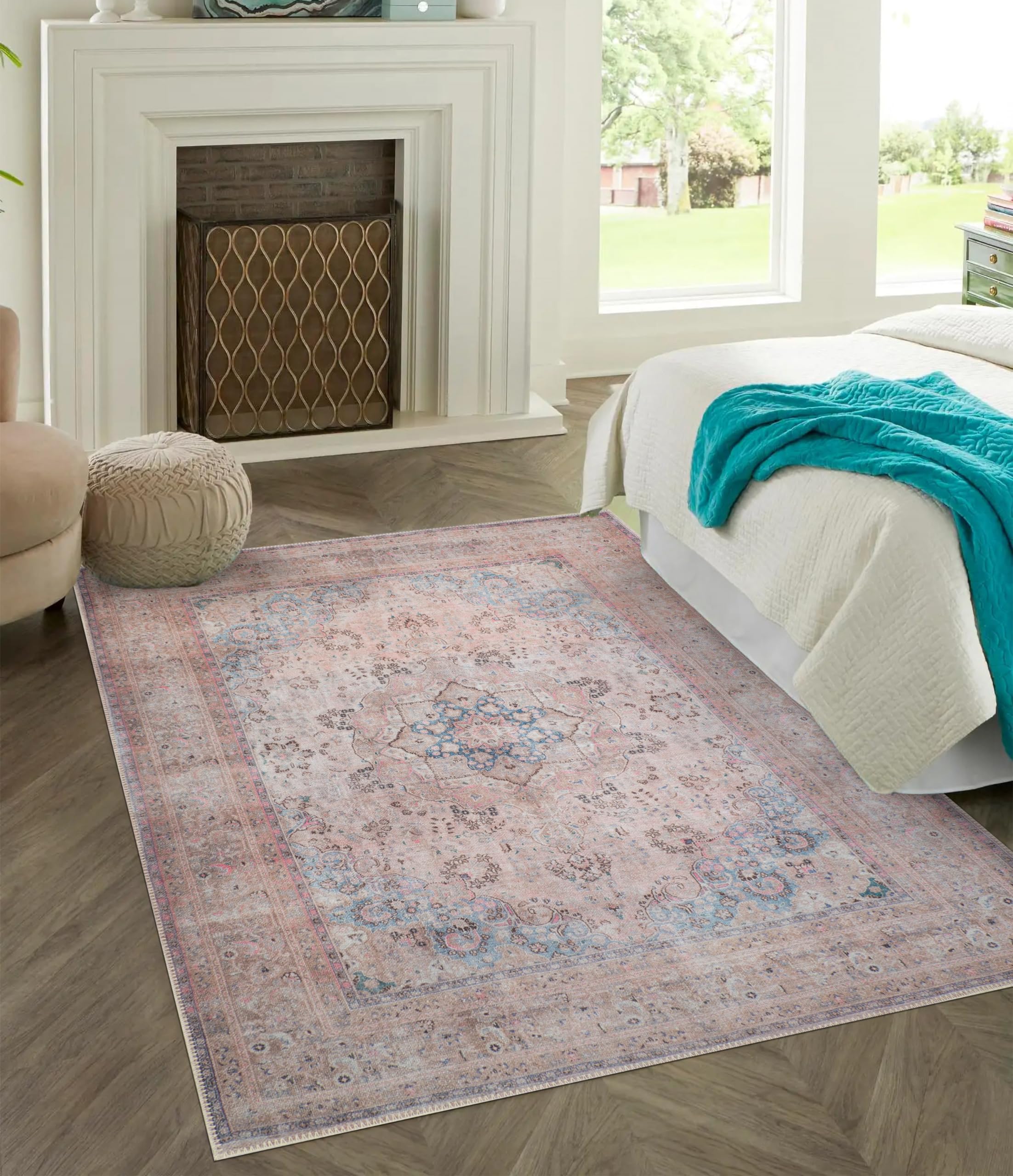 GLN Rugs Tiriala - Machine Washable Area Rug - Multi/Pink Home Rug