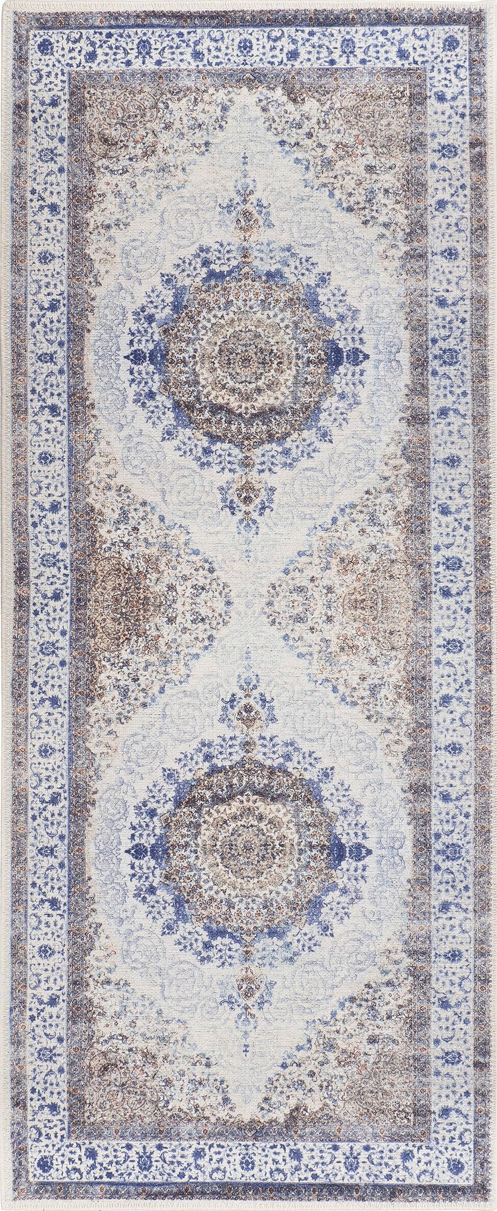 GLN Rugs Vona - Machine Washable Area Rug - Cream/Navy Home Rug