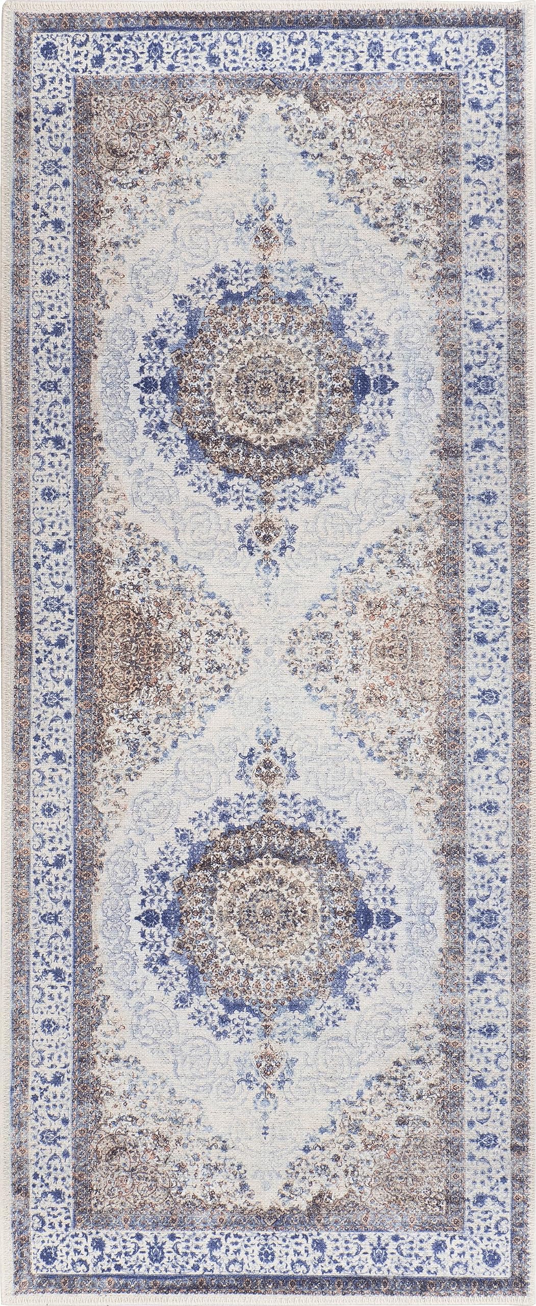 GLN Rugs Vona - Machine Washable Area Rug - Cream/Navy Home Rug