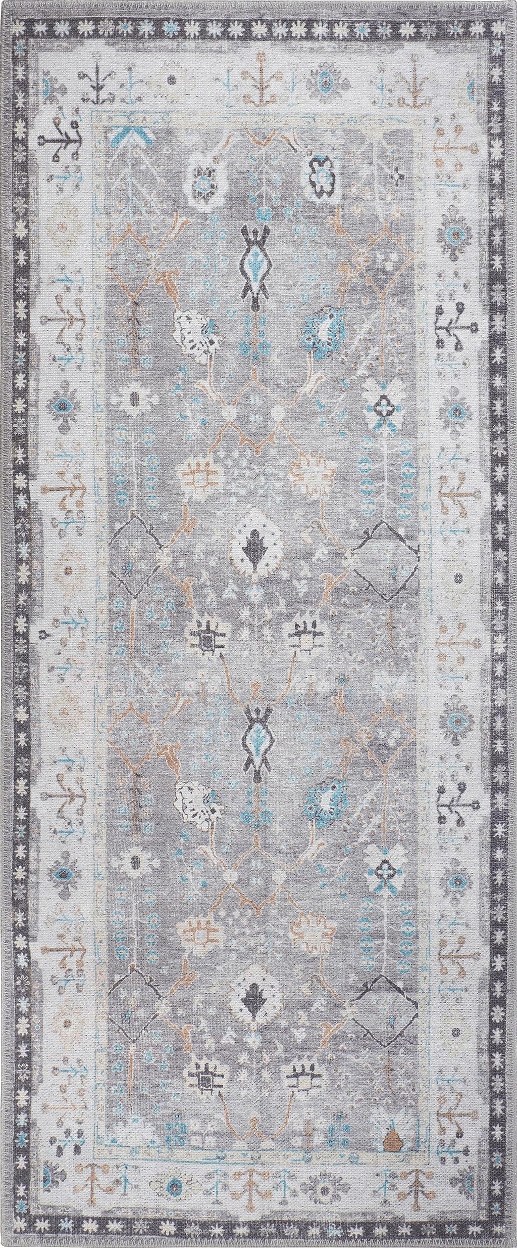 GLN Rugs Idyma - Machine Washable Area Rug - Cream/Gray Home Rug