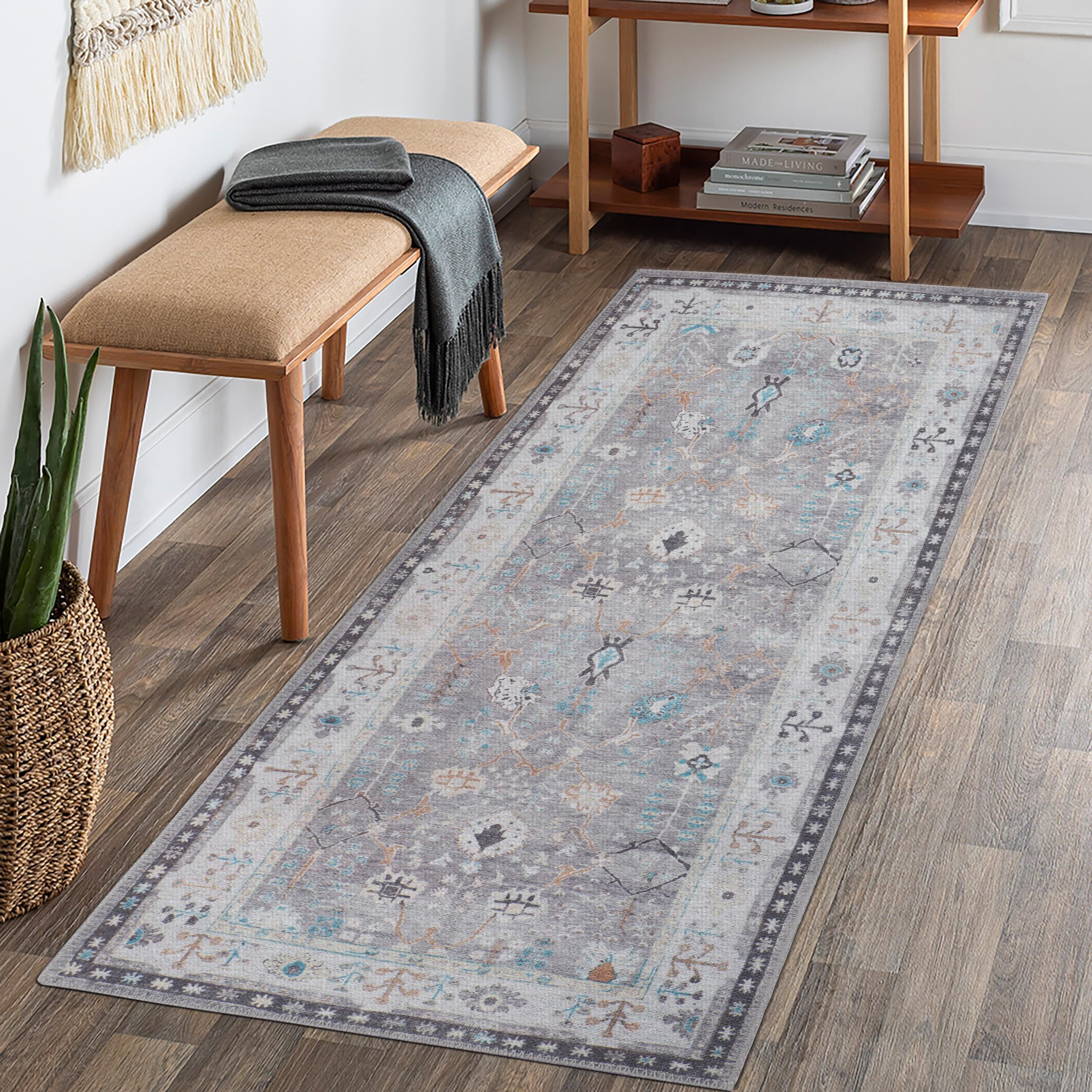 GLN Rugs Idyma - Machine Washable Area Rug - Cream/Gray Home Rug