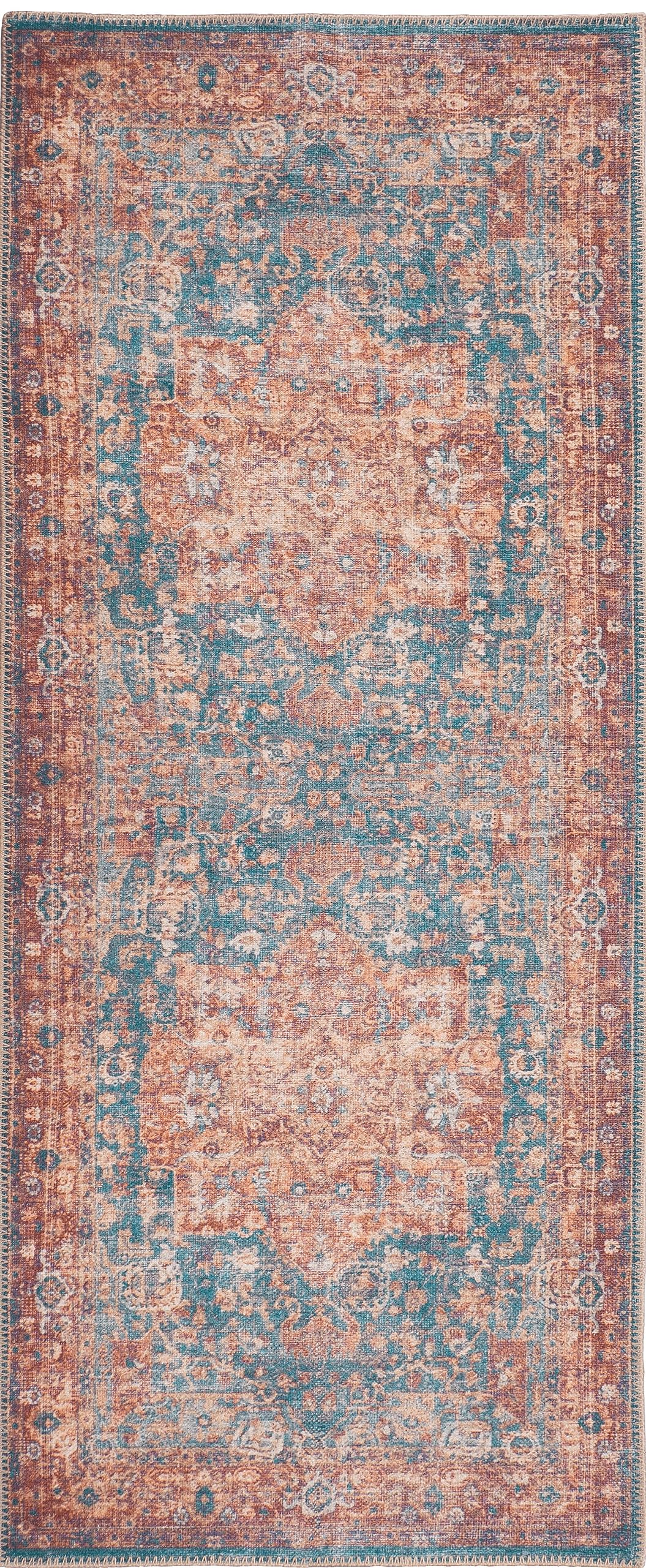 GLN Rugs Sumela - Machine Washable Area Rug - Terra/Green Home Rug