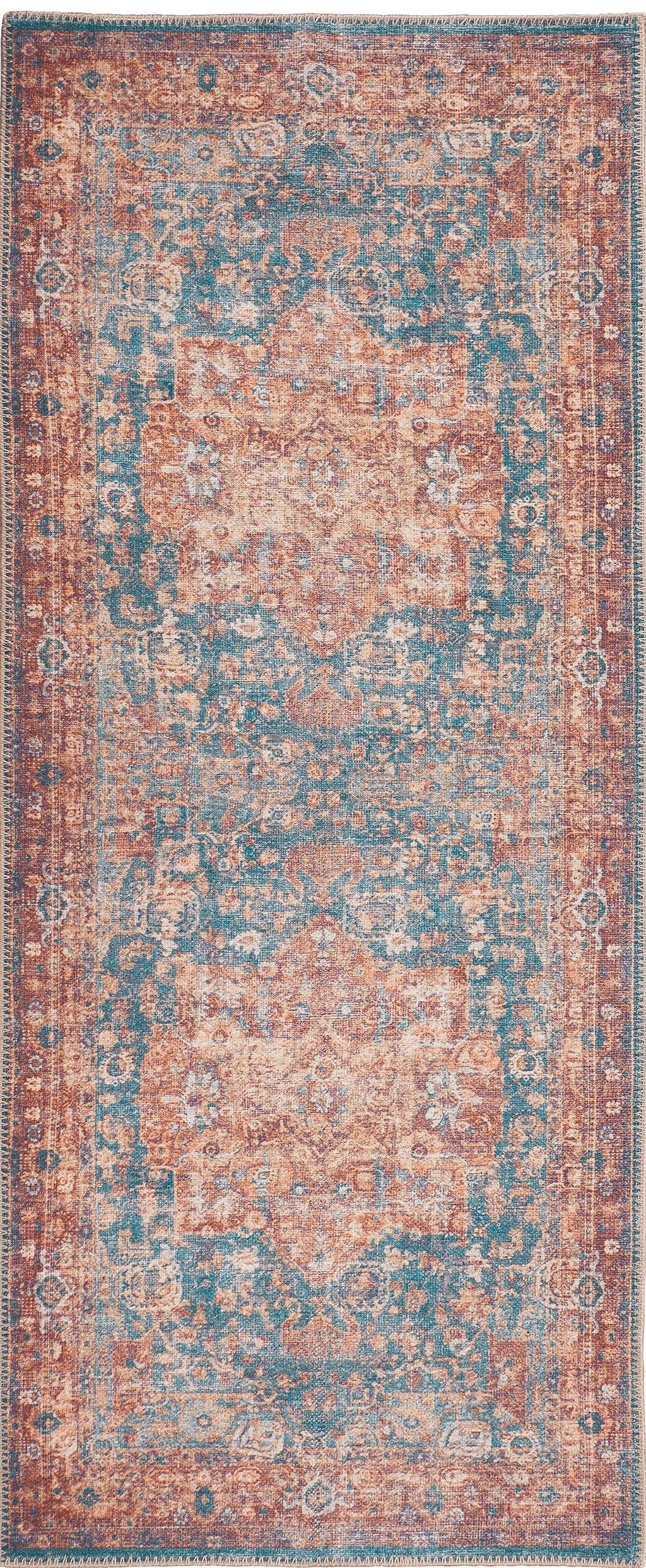 GLN Rugs Sumela - Machine Washable Area Rug - Terra/Green Home Rug