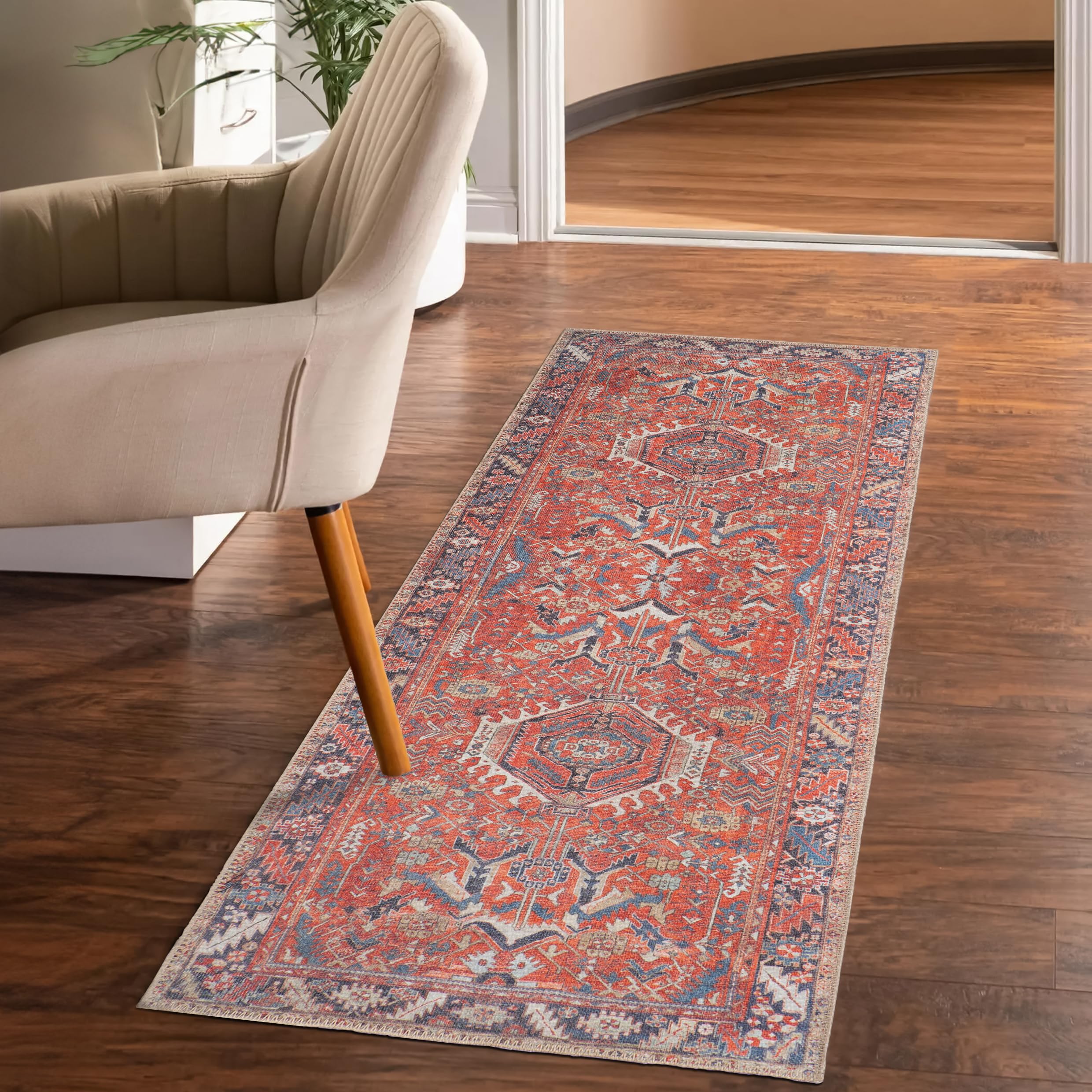 GLN Rugs Kerasus - Machine Washable Area Rug - Multi Red Home Rug