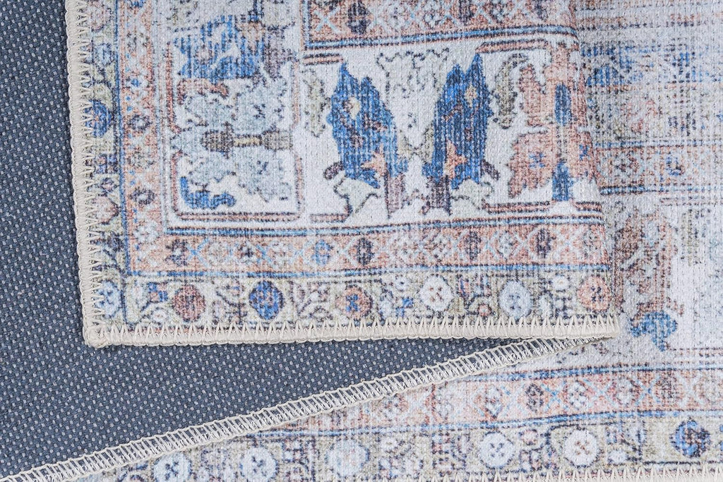 GLN Rugs Larisa - Machine Washable Area Rug - Turkish Peach/Blue Home Rugs