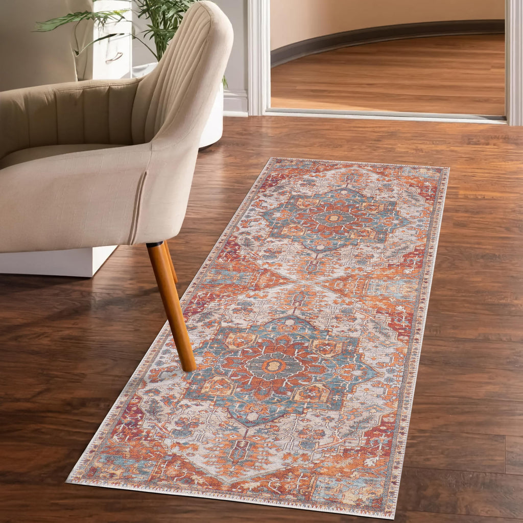 GLN Rugs Gordion - Machine Washable Area Rug - Cream/Terra Home Rug