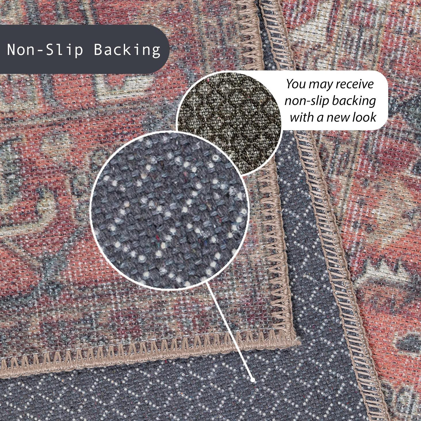 GLN Rugs Mylasa - Machine Washable Area Rug - Black/Terra Home Rug