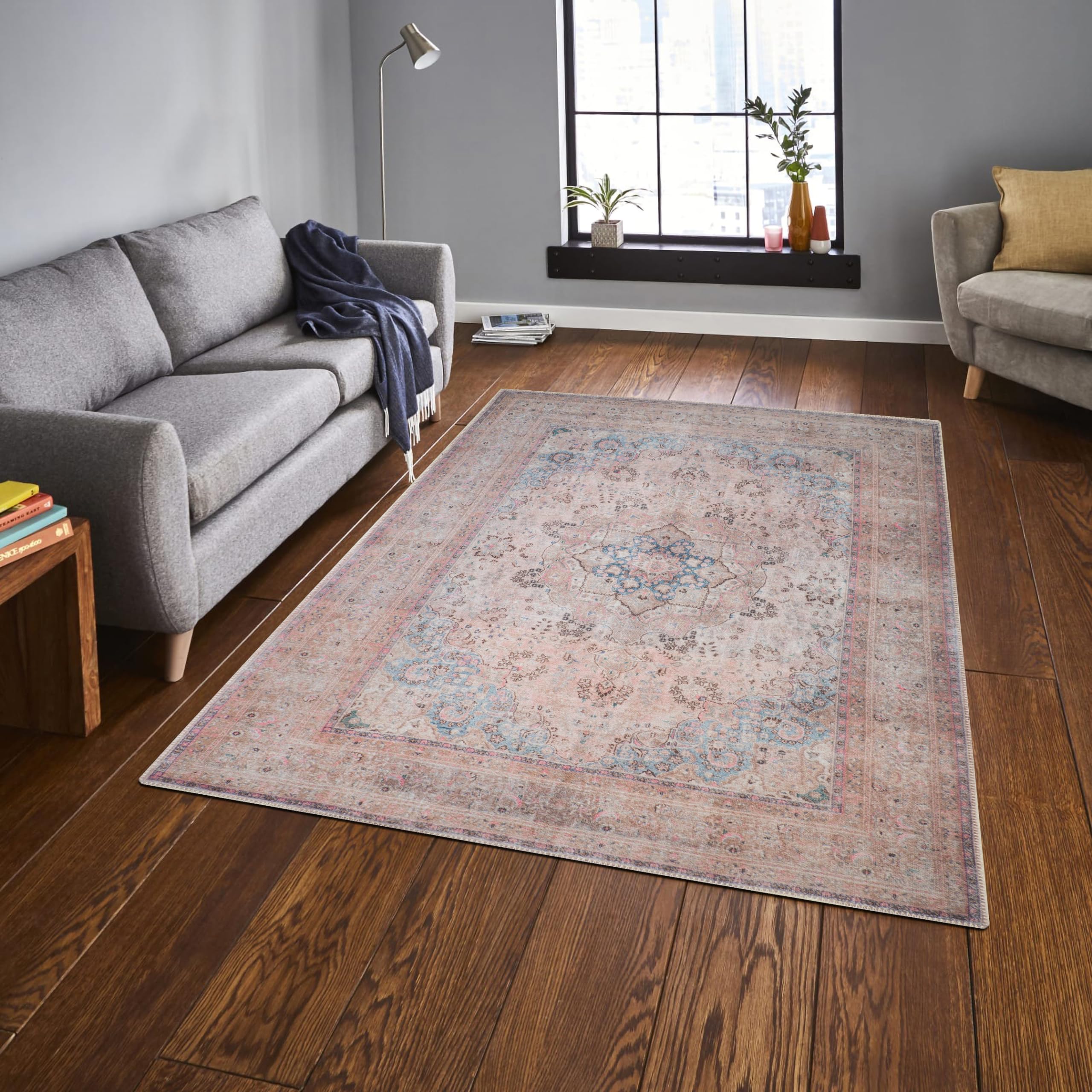 GLN Rugs Tiriala - Machine Washable Area Rug - Multi/Pink Home Rug