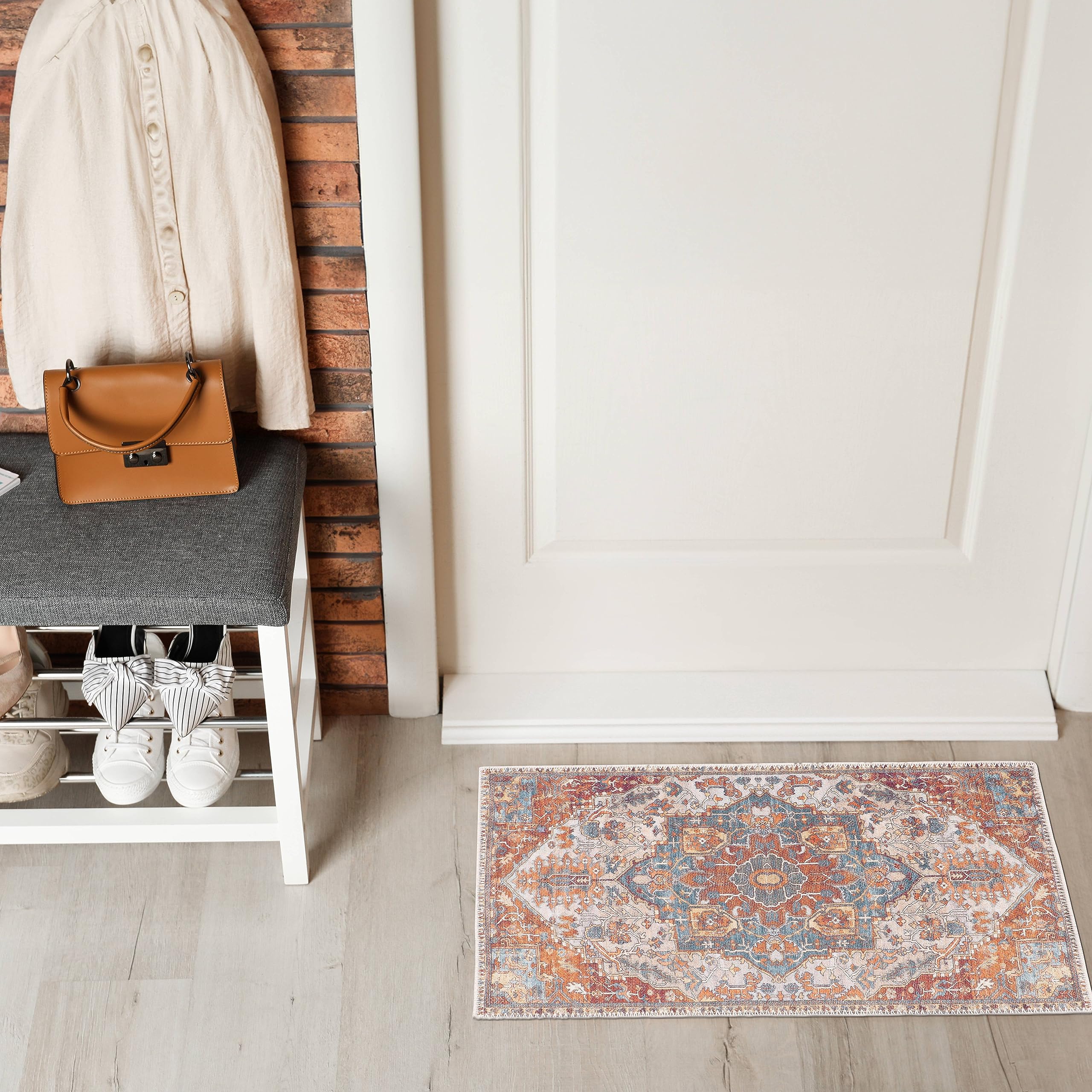 GLN Rugs Gordion - Machine Washable Area Rug - Cream/Terra Home Rug