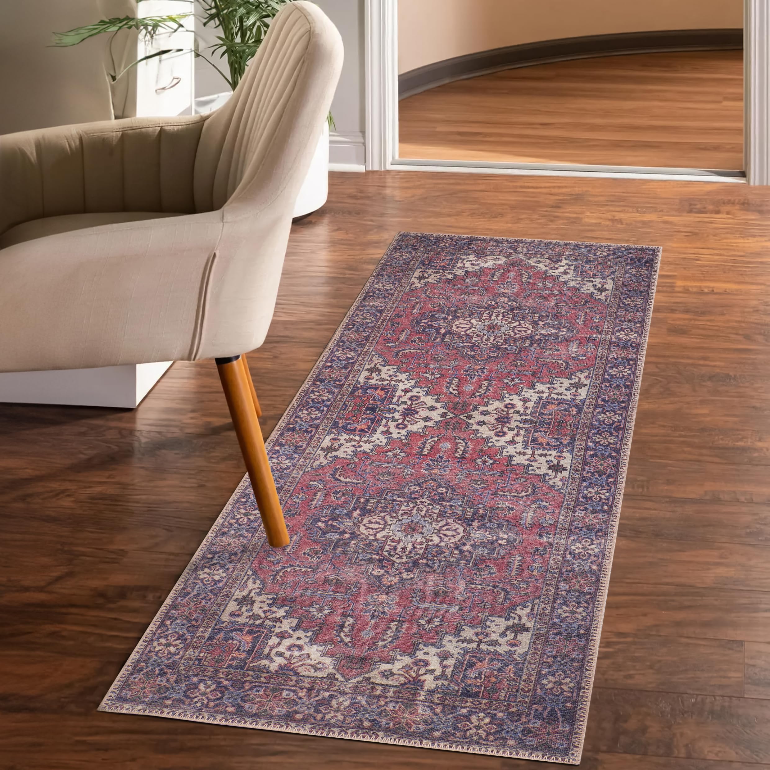 GLN Rugs Iznik - Machine Washable Area Rug - Multi Blue Home Rug