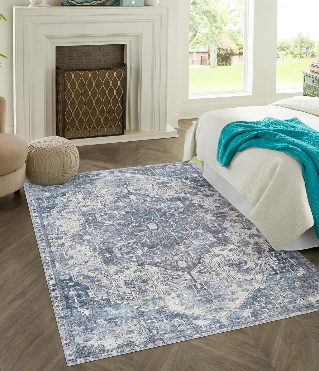 GLN Rugs Delos - Machine Washable Area Rug - Multi Gray Home Rug