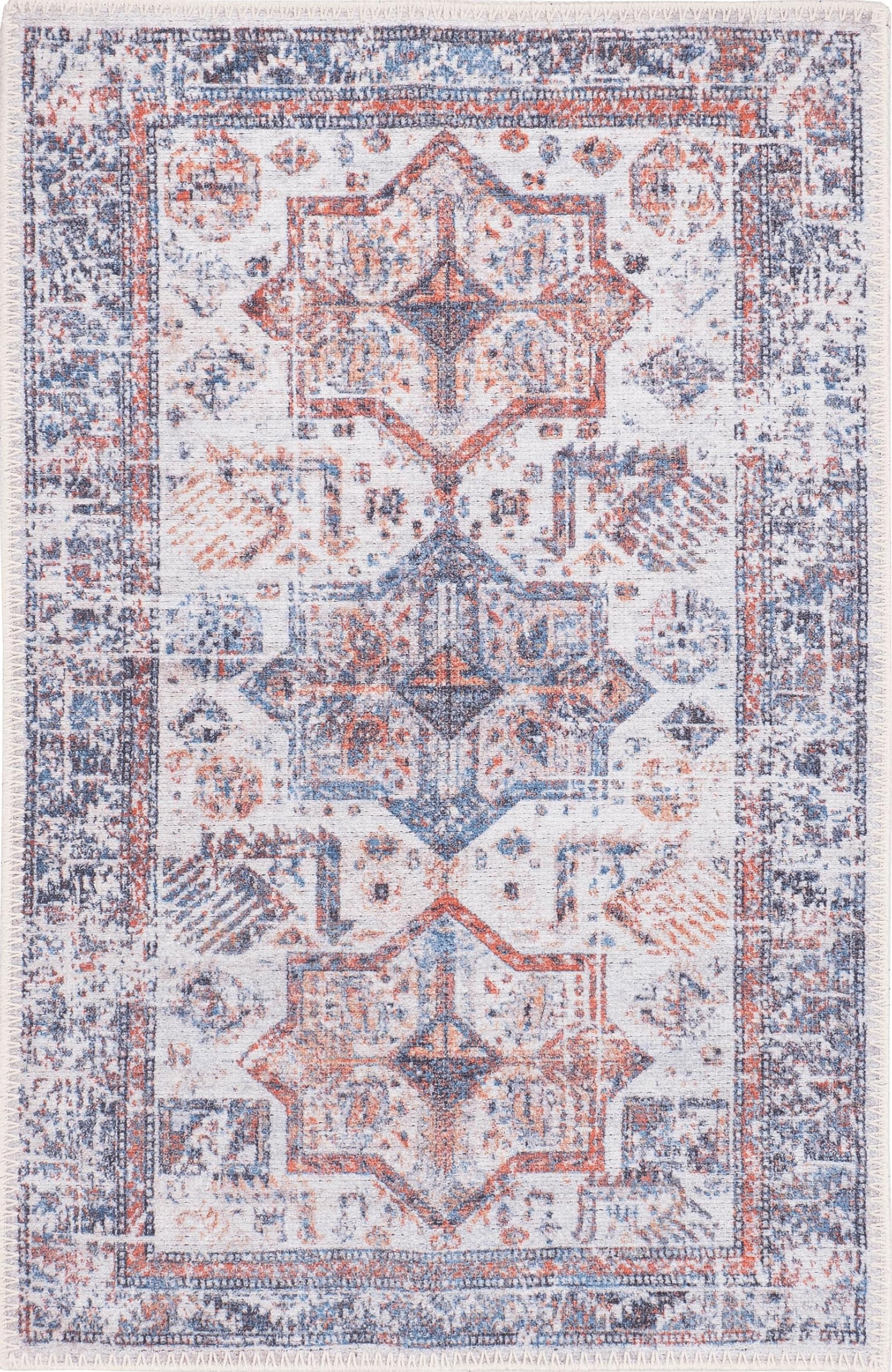 GLN Rugs Myra - Machine Washable Area Rug - Multi/Cream Home Rug