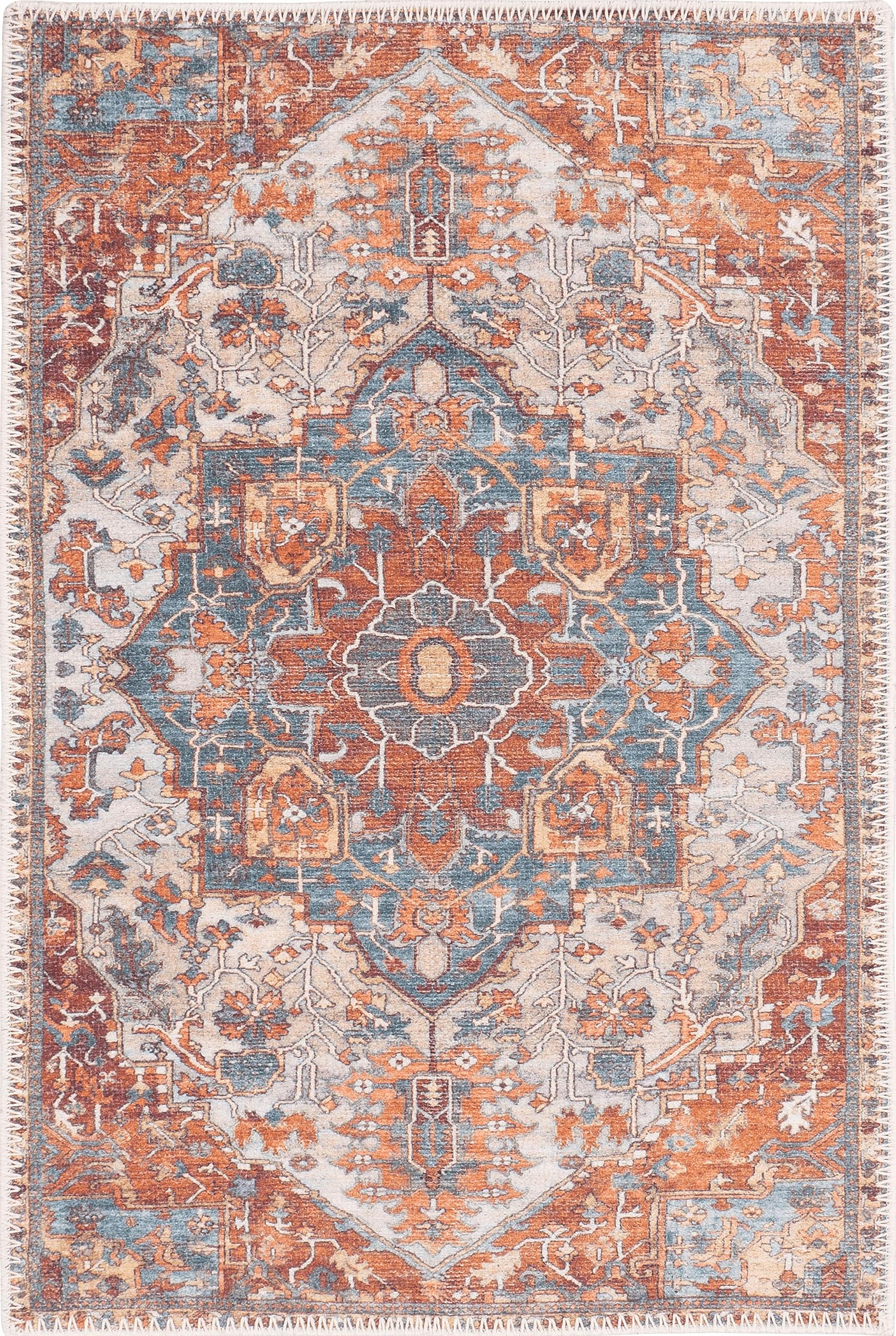 GLN Rugs Gordion - Machine Washable Area Rug - Cream/Terra Home Rug