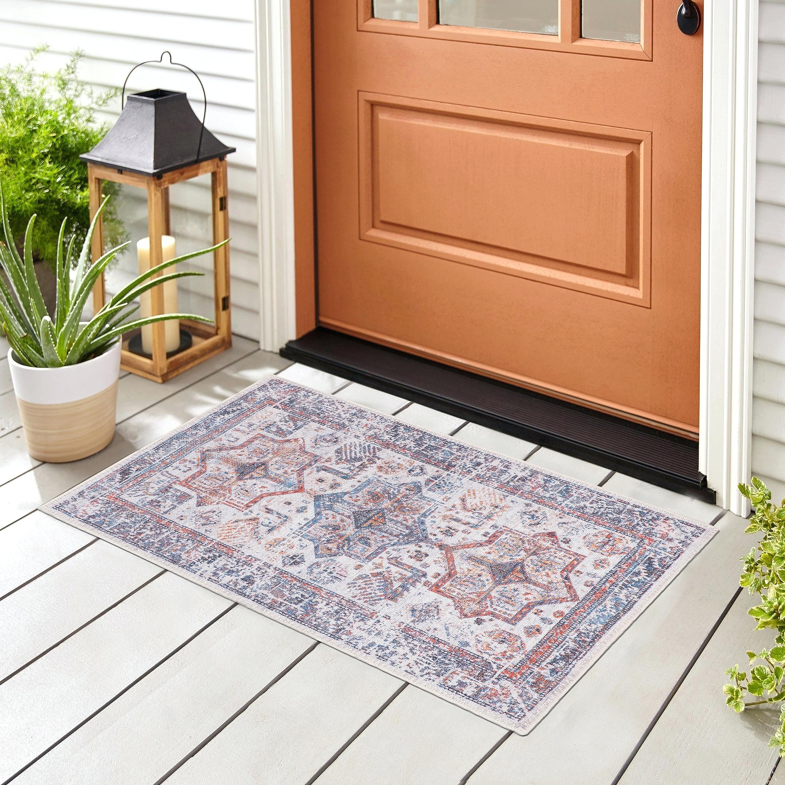 GLN Rugs Myra - Machine Washable Area Rug - Multi/Cream Home Rug