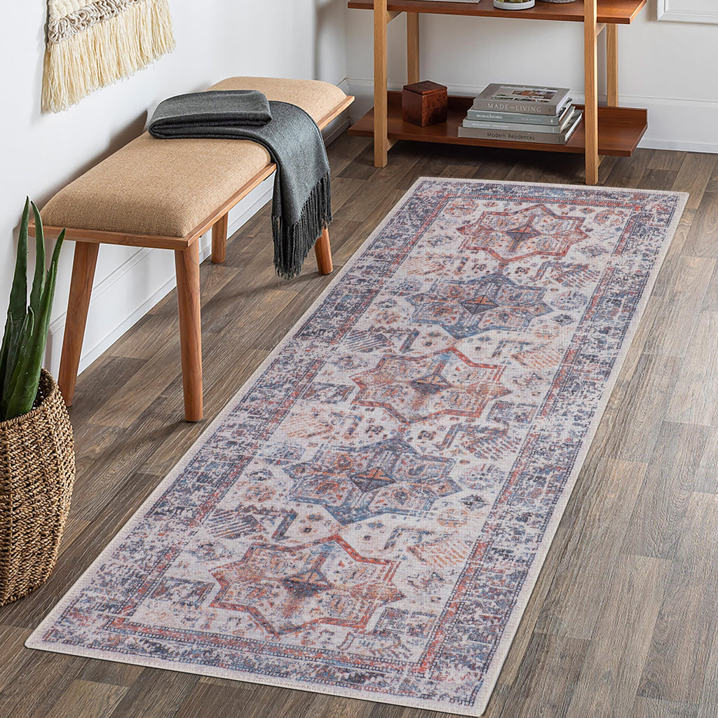 GLN Rugs Myra - Machine Washable Area Rug - Multi/Cream Home Rug