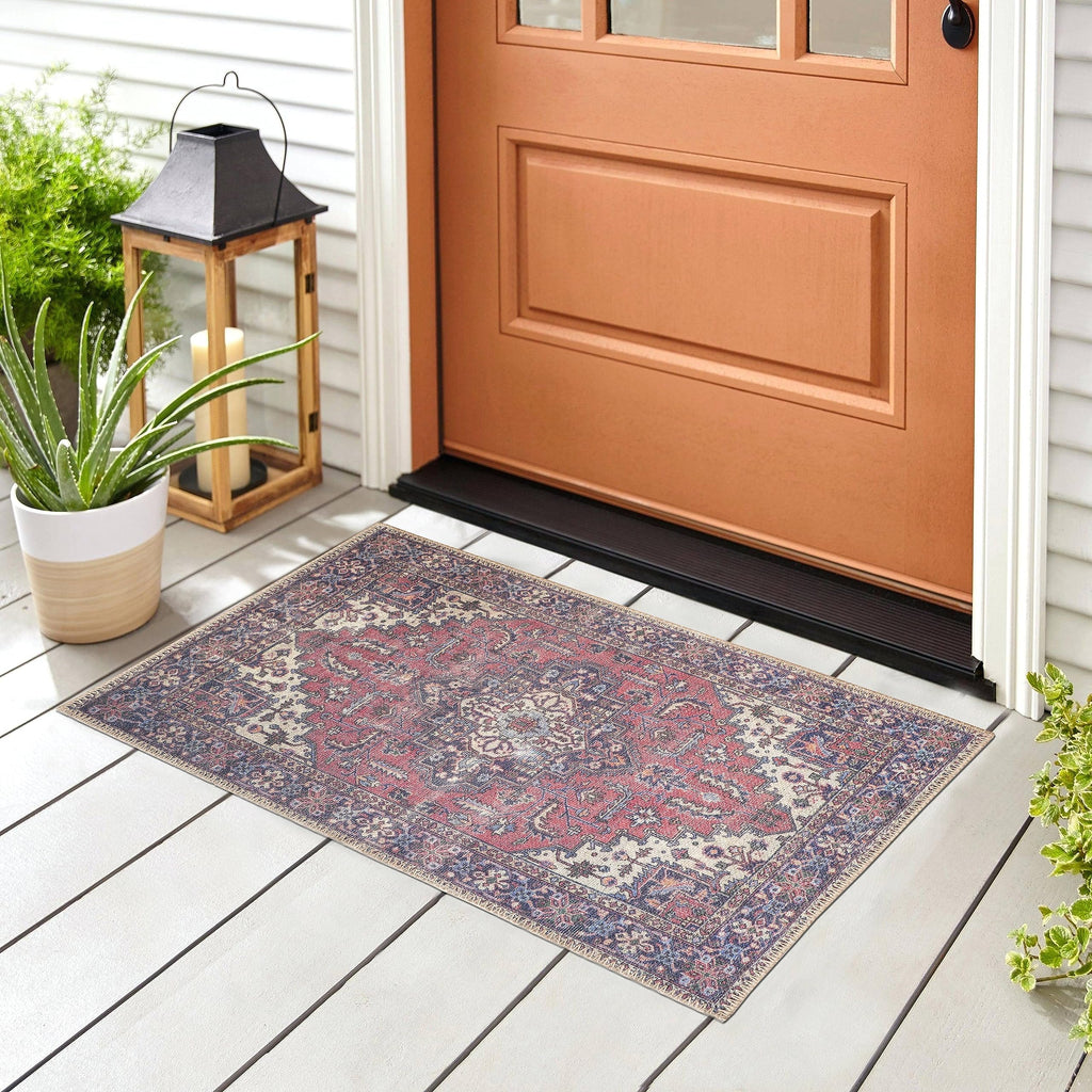 GLN Rugs Iznik - Machine Washable Area Rug - Multi Blue Home Rug