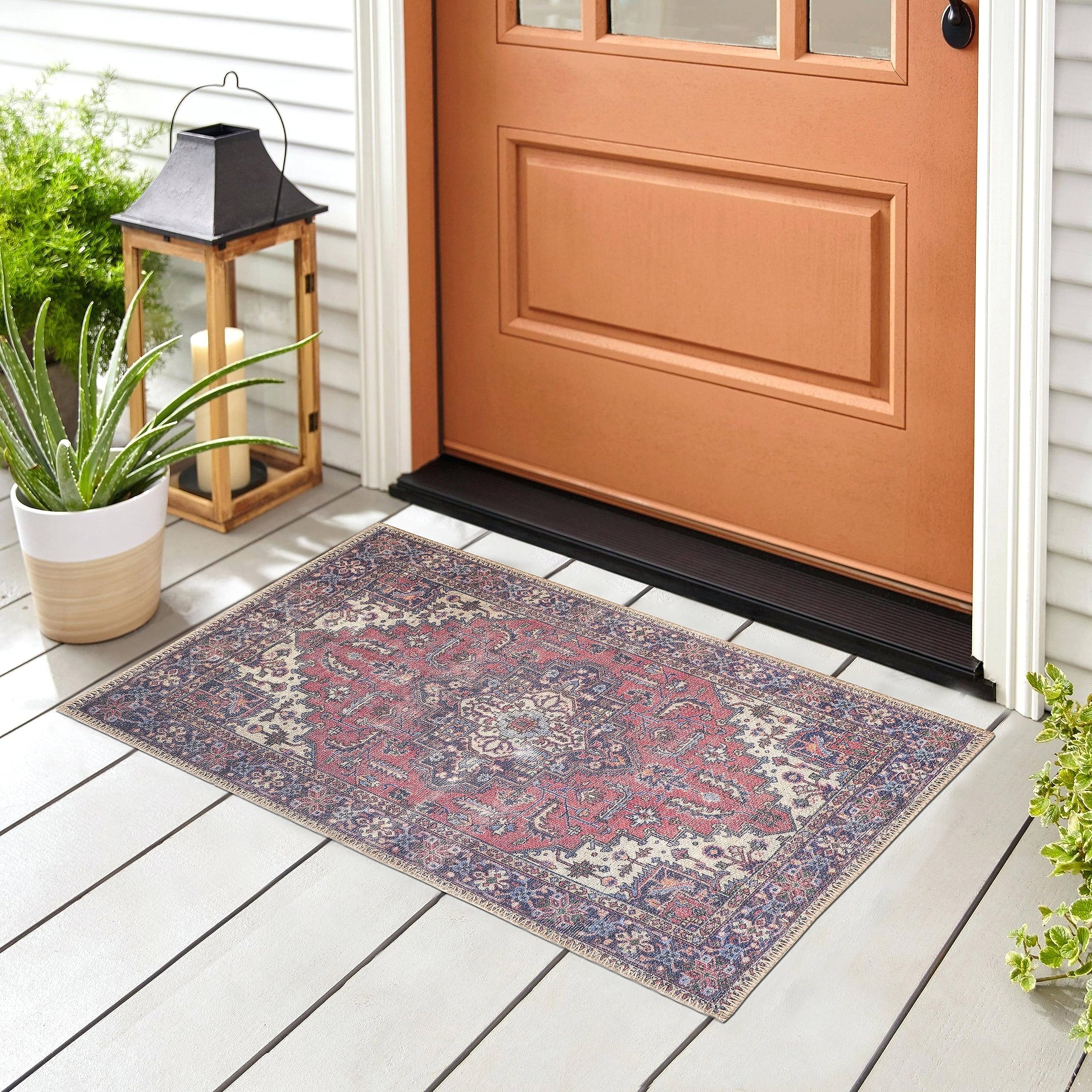 GLN Rugs Iznik - Machine Washable Area Rug - Multi Blue Home Rug