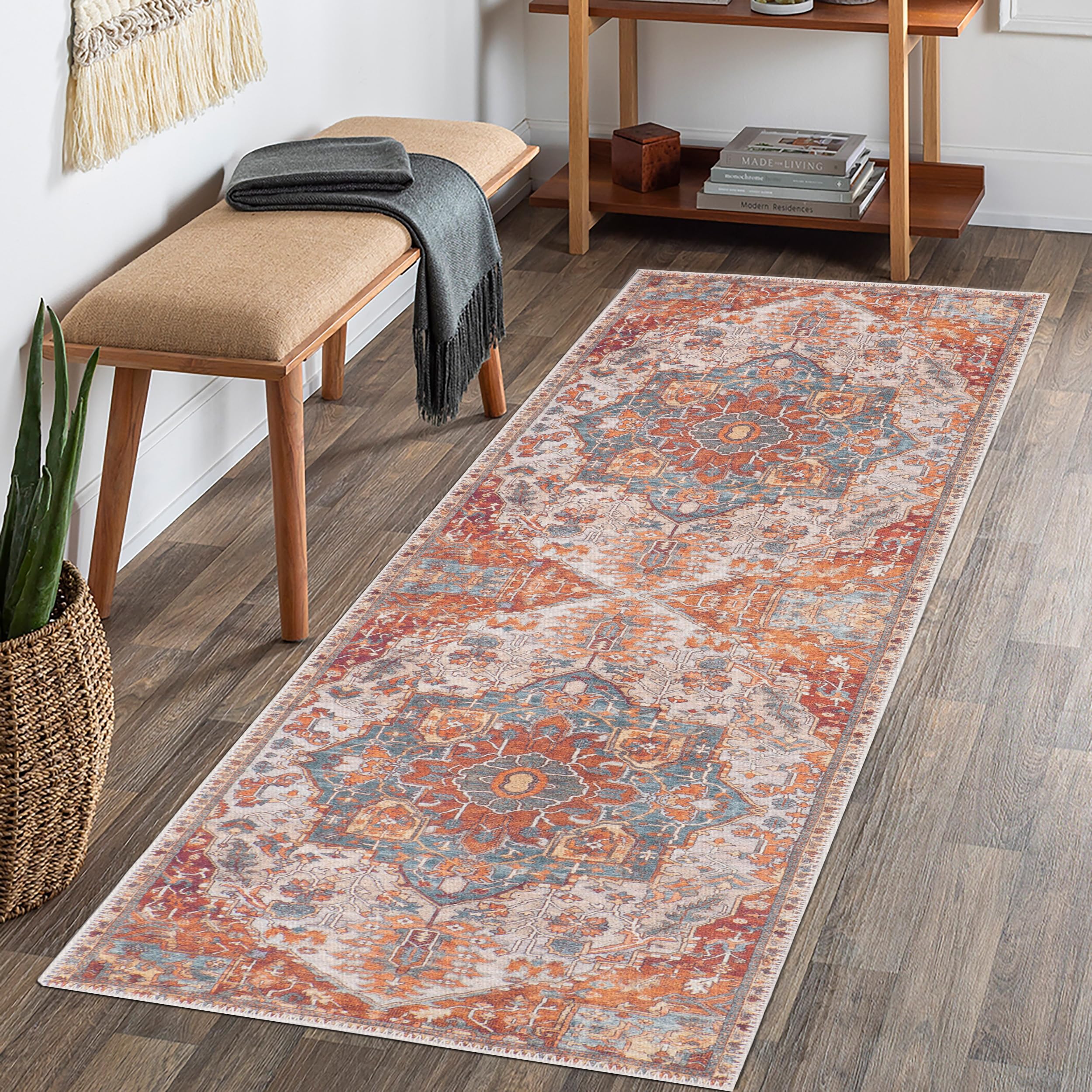 GLN Rugs Gordion - Machine Washable Area Rug - Cream/Terra Home Rug