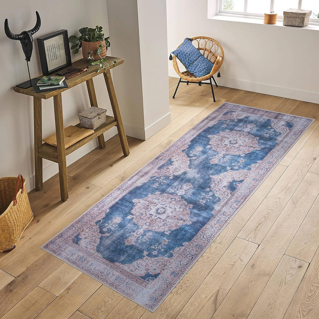 GLN Rugs Akhira - Machine Washable Area Rug - Turkish Cream/Navy Home Rugs