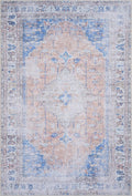 GLN Rugs Larisa - Machine Washable Area Rug - Turkish Peach/Blue Home Rugs