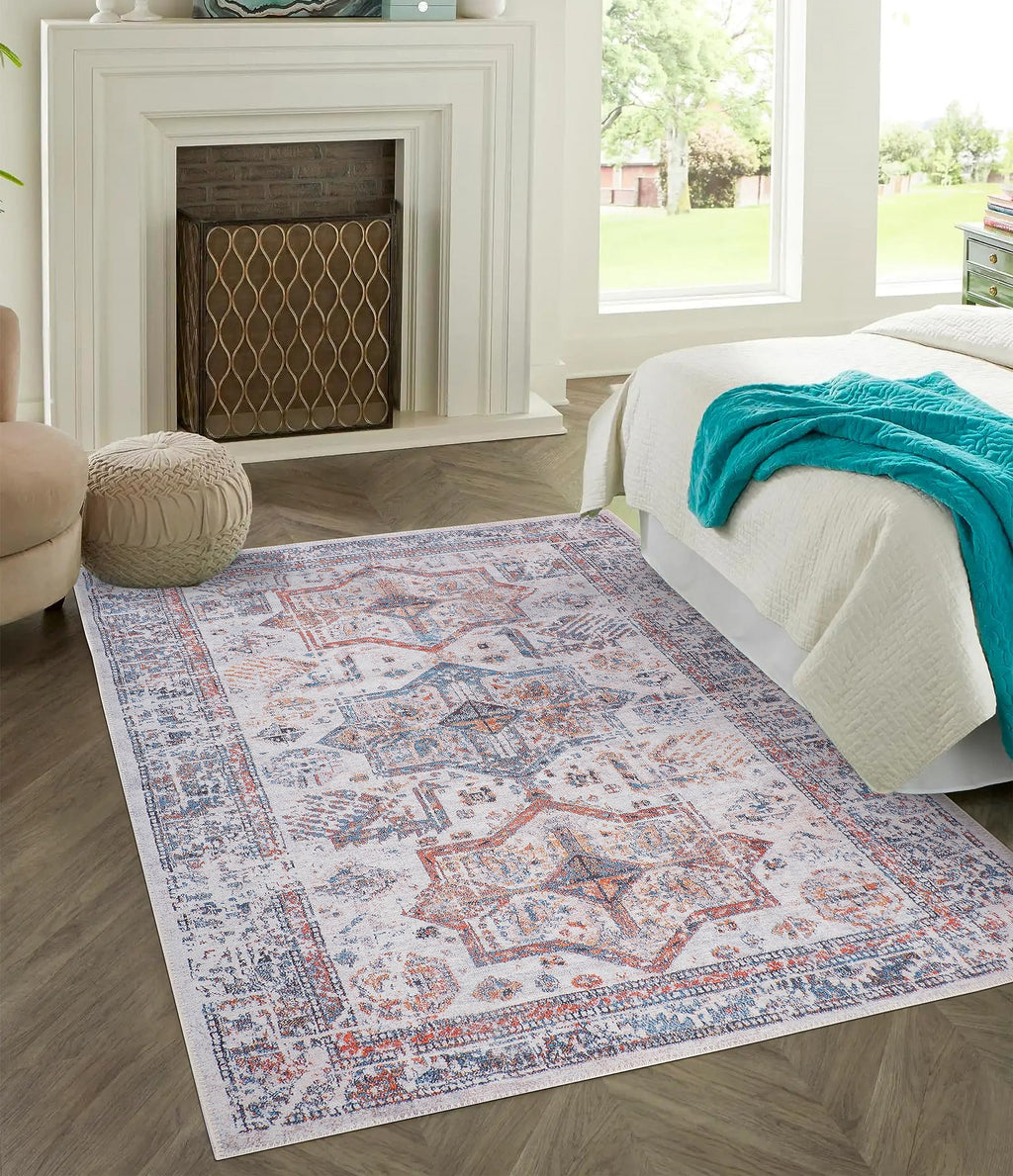 GLN Rugs Myra - Machine Washable Area Rug - Multi/Cream Home Rug