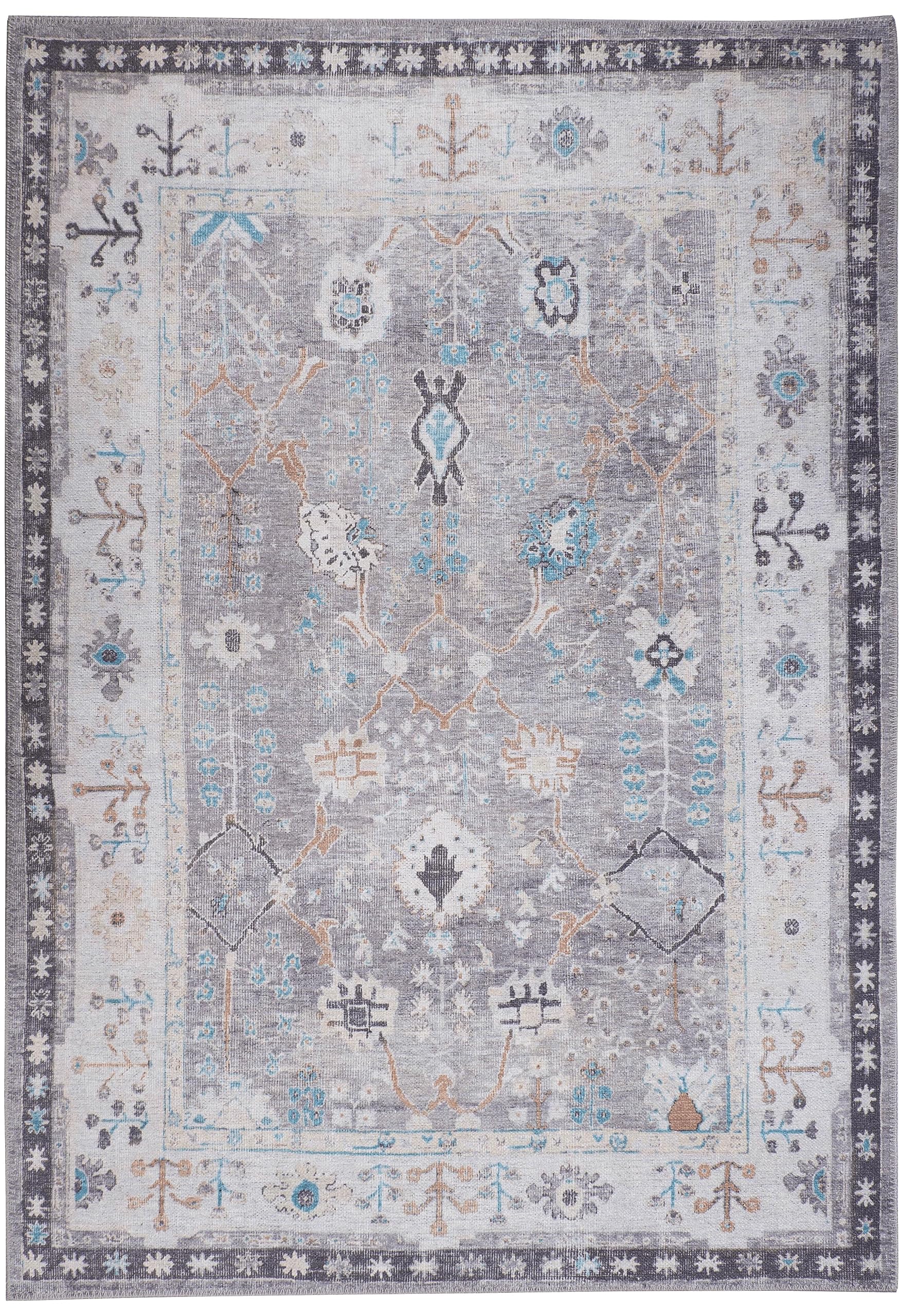 GLN Rugs Idyma - Machine Washable Area Rug - Cream/Gray Home Rug