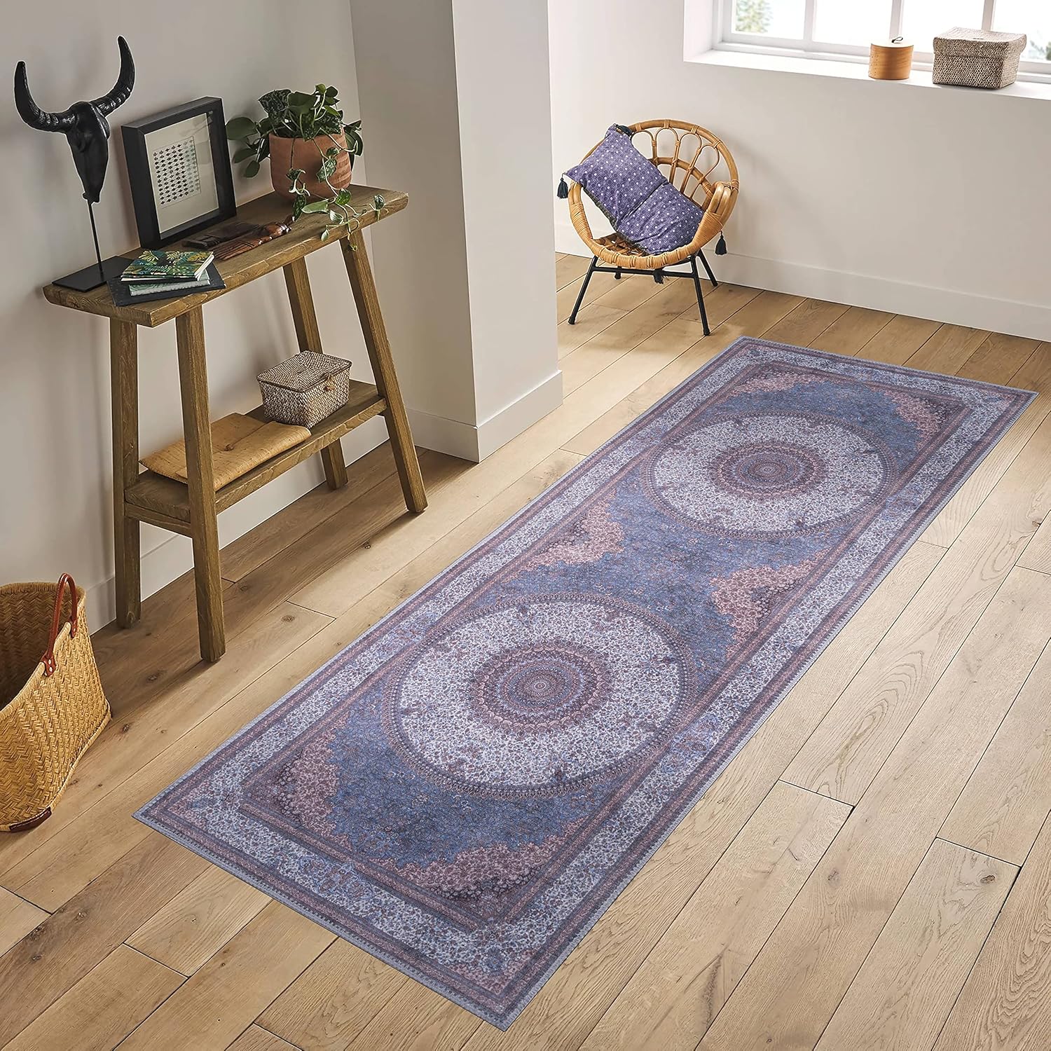 GLN Rugs Saphirya - Machine Washable Area Rug - Turkish Navy/Off White Home Rugs