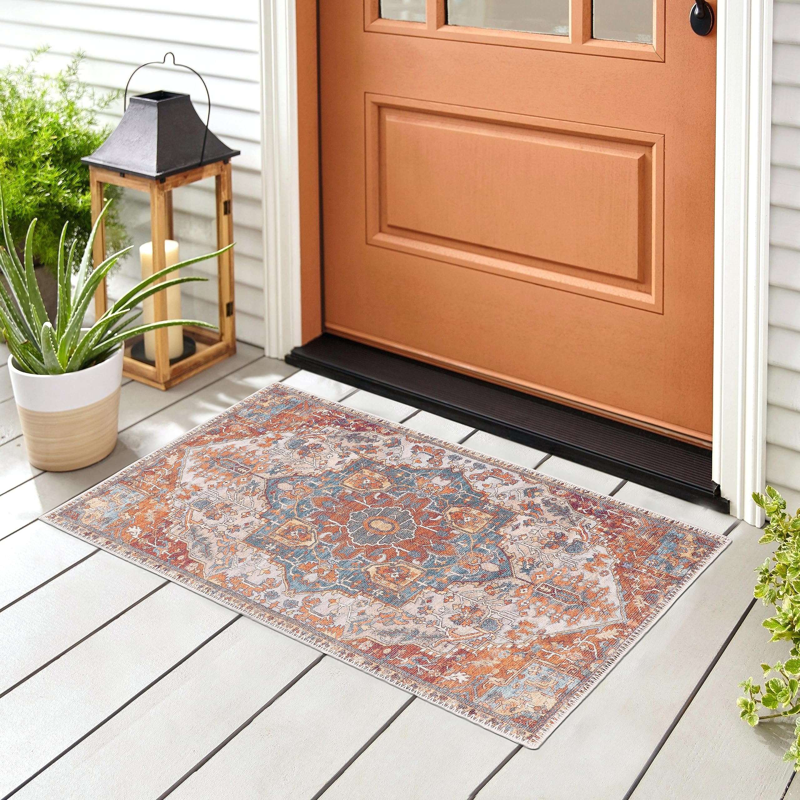 GLN Rugs Gordion - Machine Washable Area Rug - Cream/Terra Home Rug