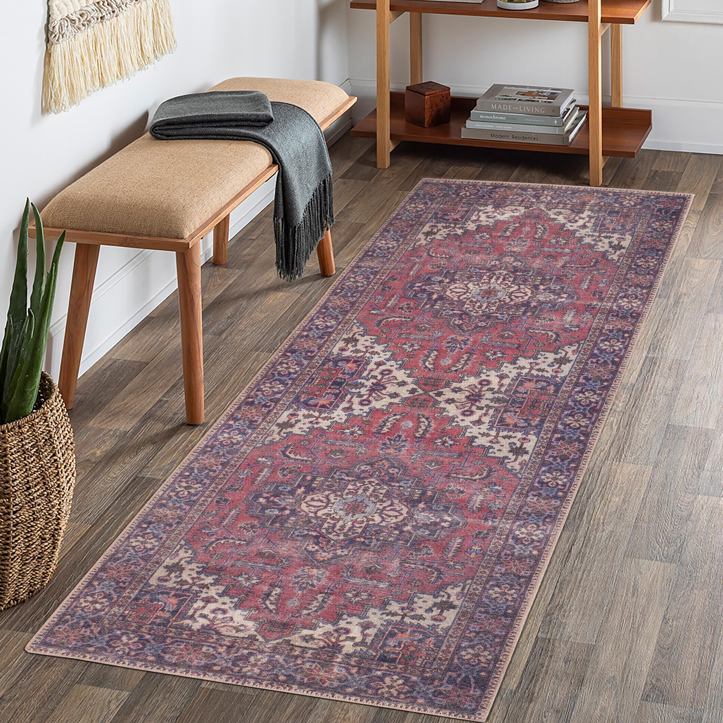GLN Rugs Iznik - Machine Washable Area Rug - Multi Blue Home Rug