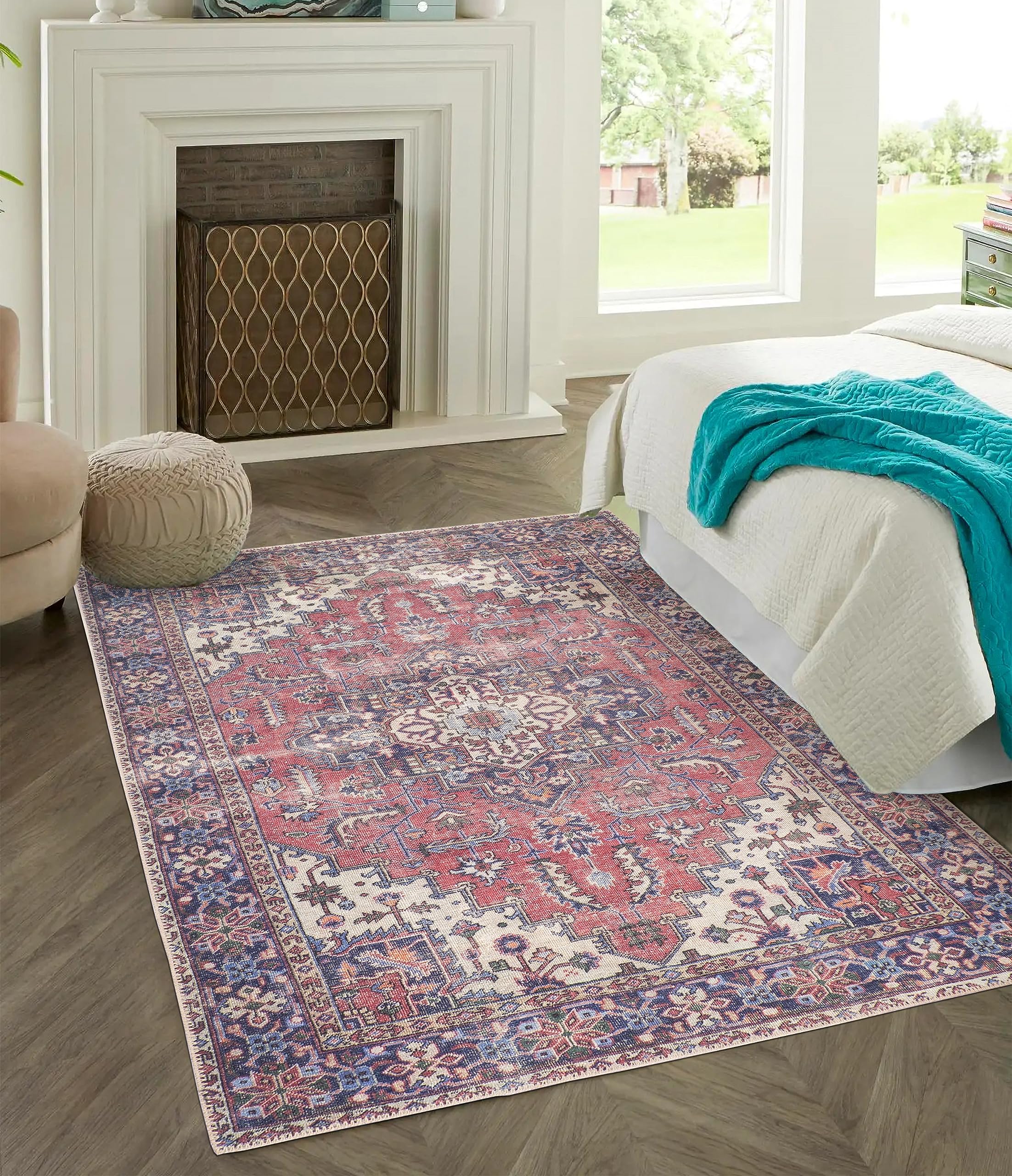 GLN Rugs Iznik - Machine Washable Area Rug - Multi Blue Home Rug