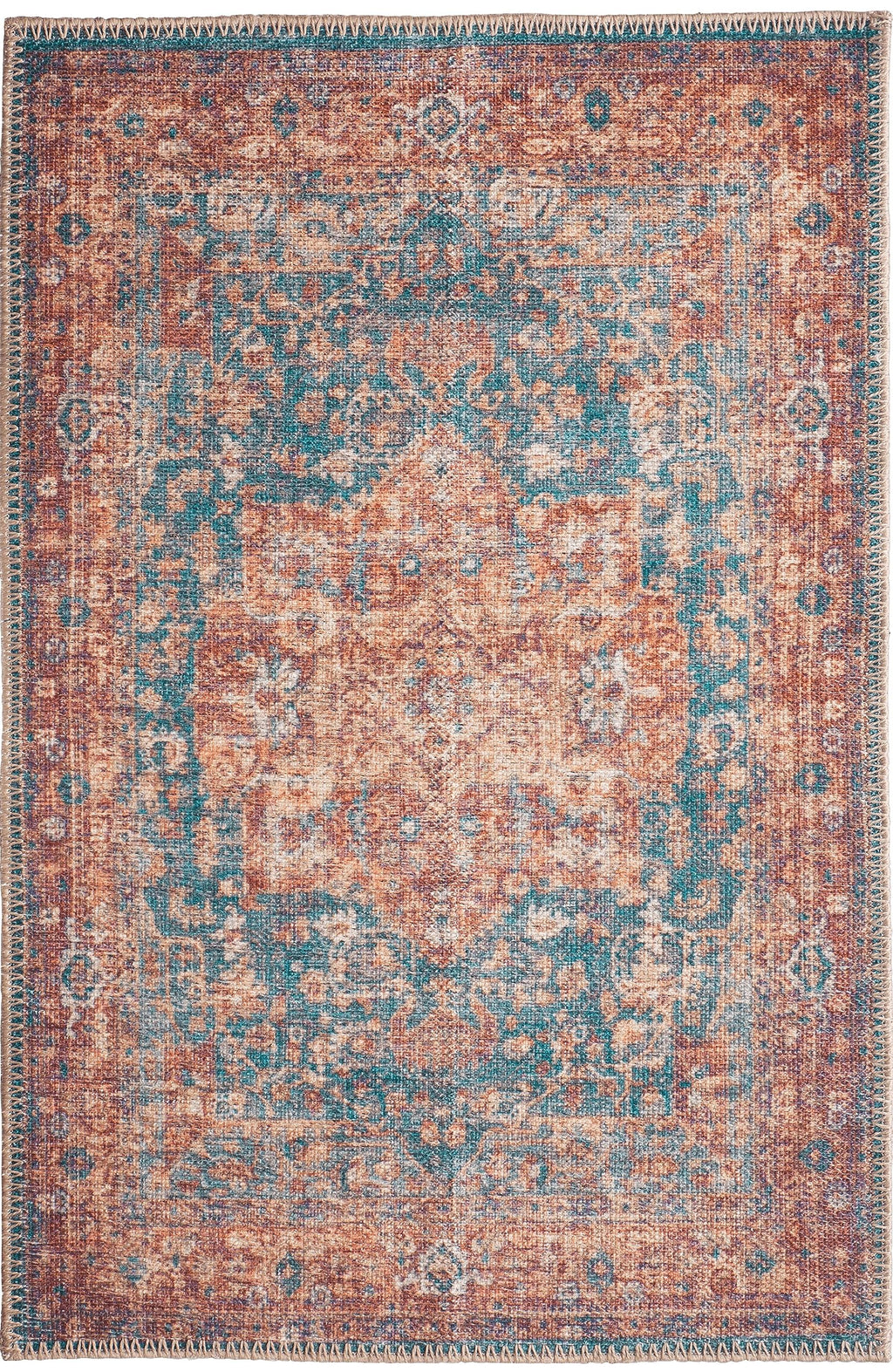 GLN Rugs Sumela - Machine Washable Area Rug - Terra/Green Home Rug