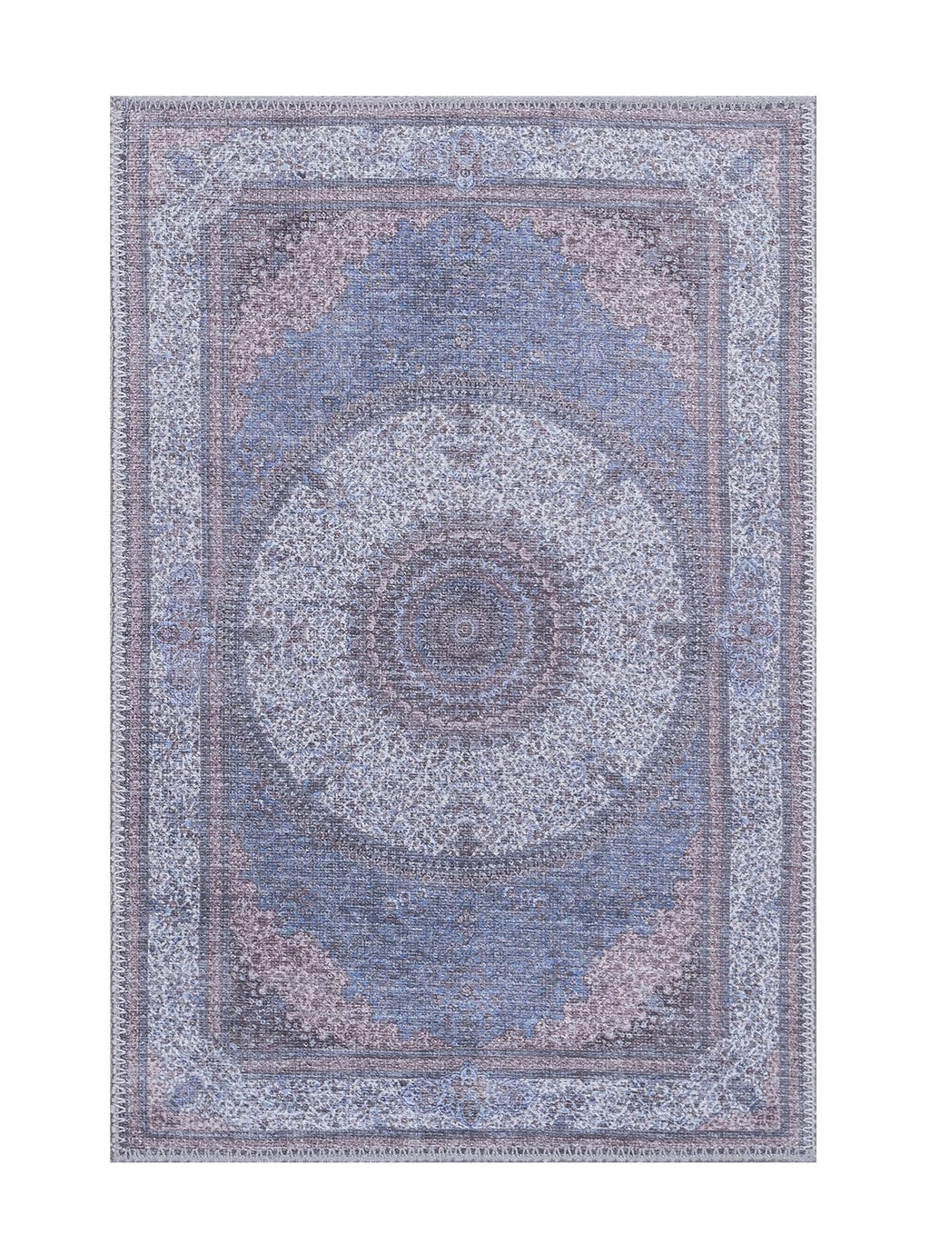 GLN Rugs Saphirya - Machine Washable Area Rug - Turkish Navy/Off White Home Rugs