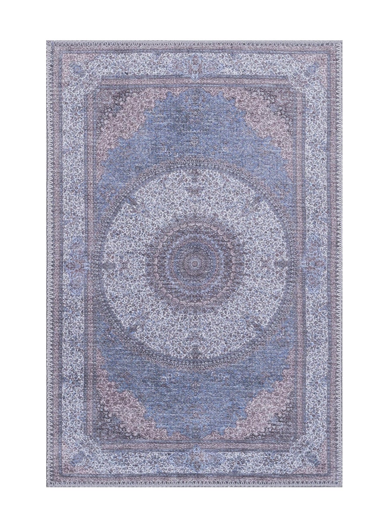 GLN Rugs Saphirya - Machine Washable Area Rug - Turkish Navy/Off White Home Rugs