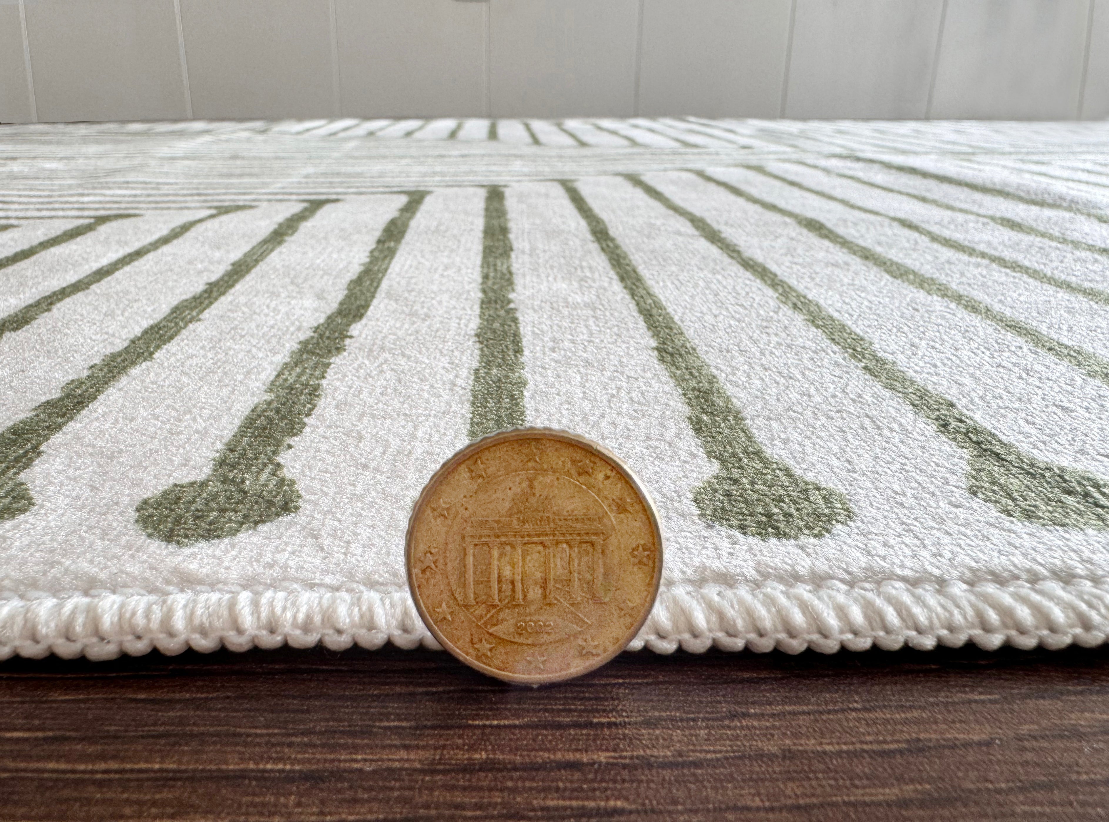 GLN Rugs Milet - Machine Washable Area Rug - Green/Beige Home Rug