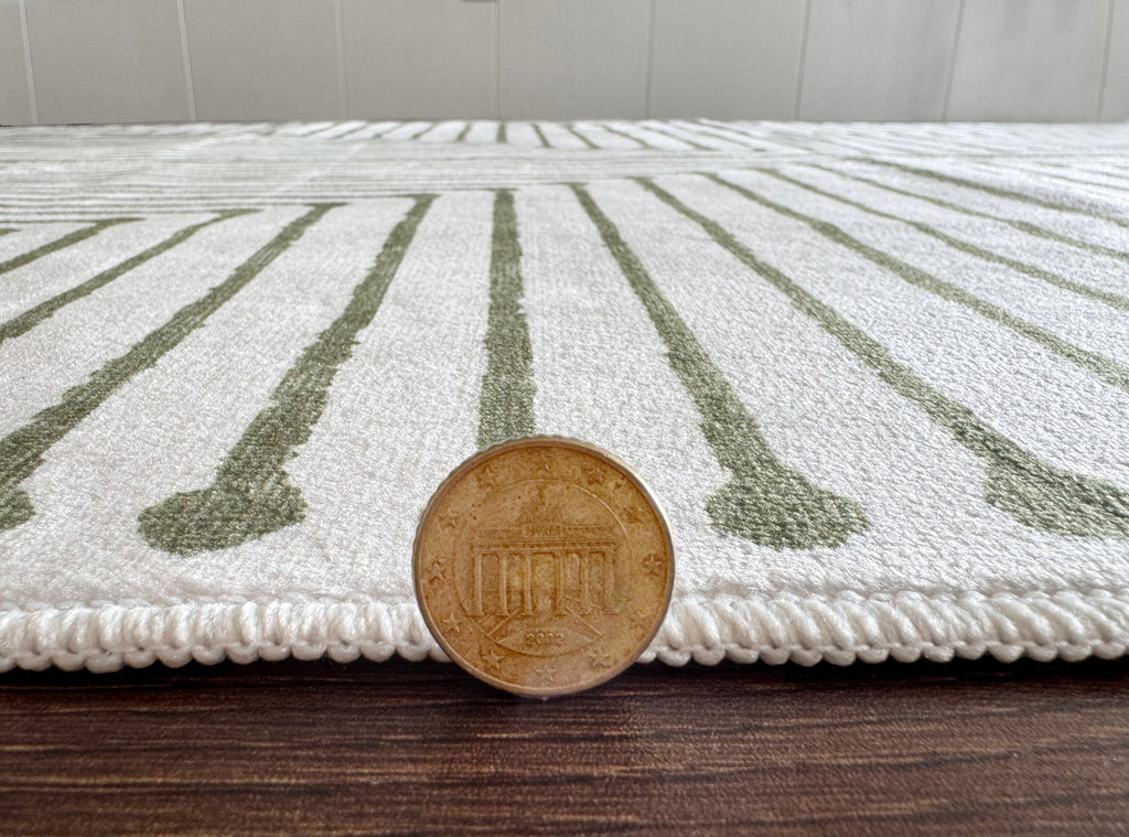 GLN Rugs Milet - Machine Washable Area Rug - Green/Beige Home Rug