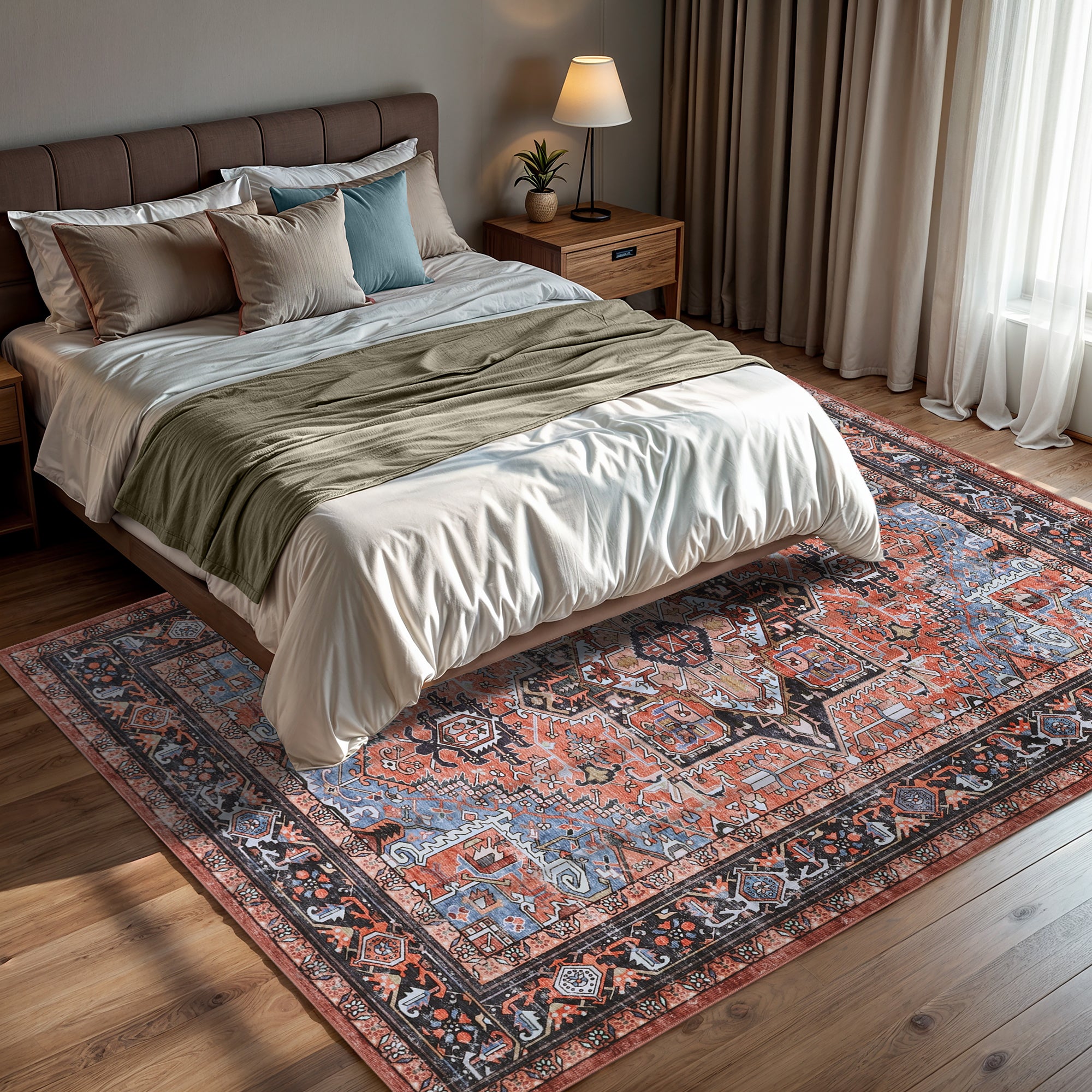 GLN Rugs Heliopolis - Machine Washable Area Rug - Terra-Black/Multicolor Home Rug