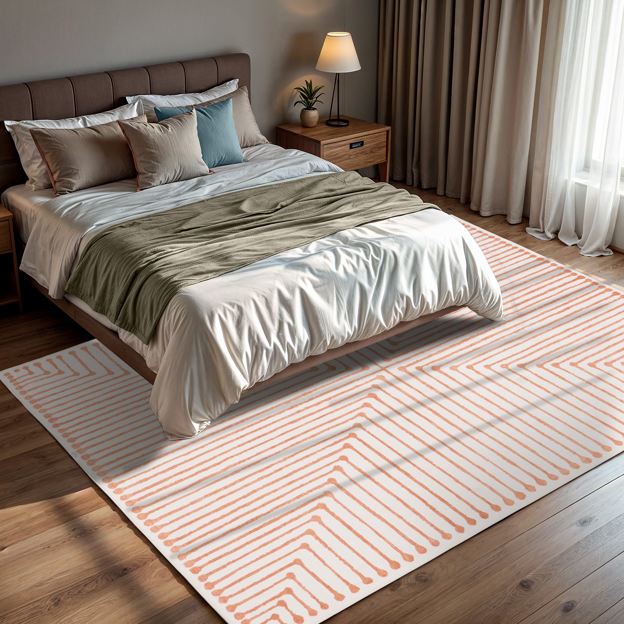 GLN Rugs Claros - Machine Washable Area Rug - Orange/Beige Home Rug