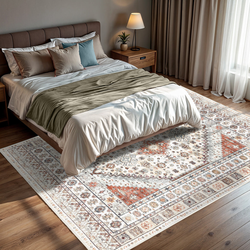 GLN Rugs Tyana - Machine Washable Area Rug - Cream/Terra Home Rug