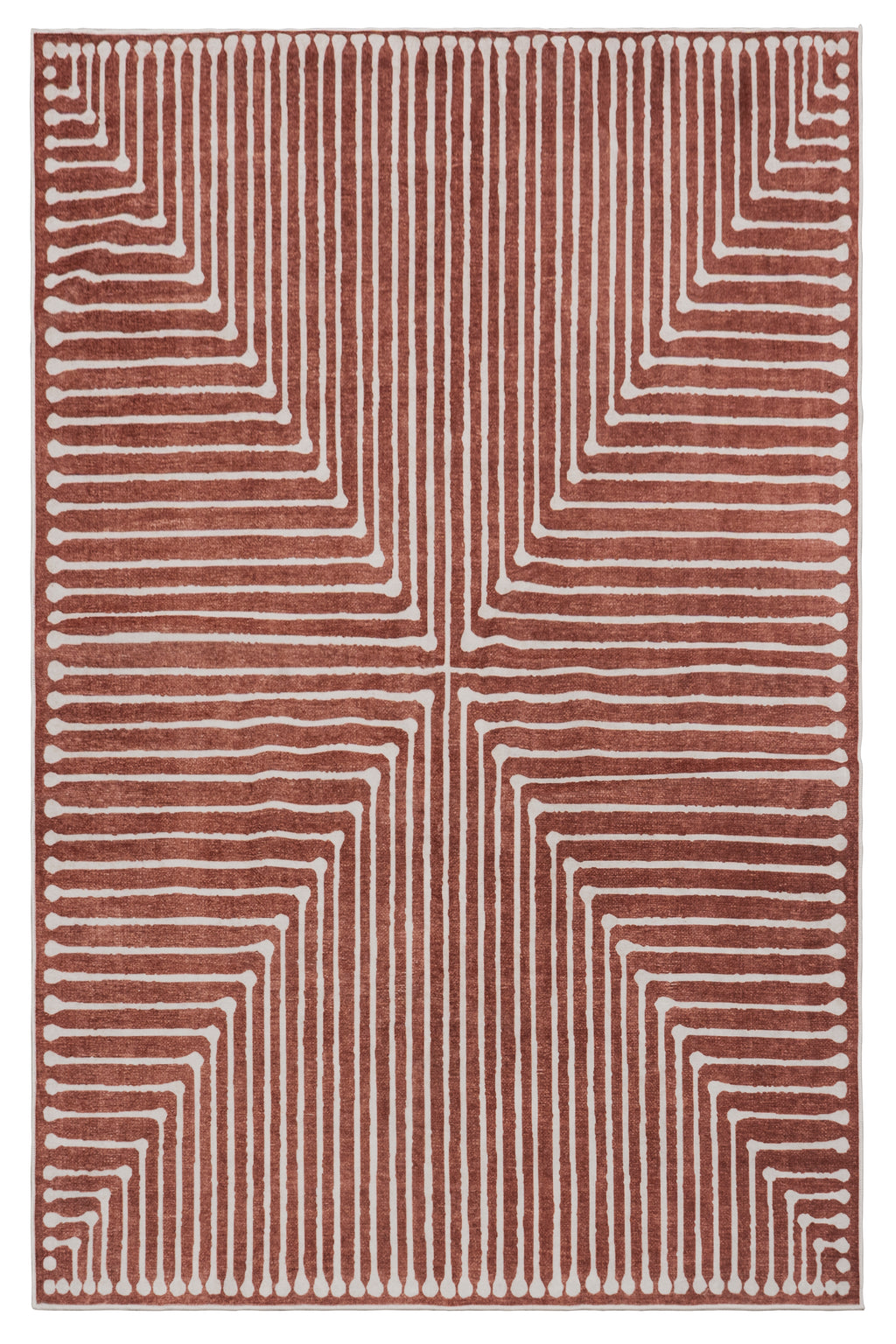 GLN Rugs Knidos - Machine Washable Area Rug - Beige/Orange Home Rug