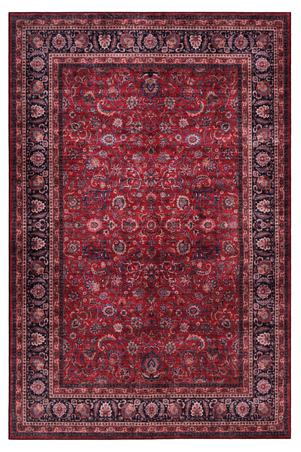 GLN Rugs Yildiz - Machine Washable Area Rug - Dark Red Home Rug