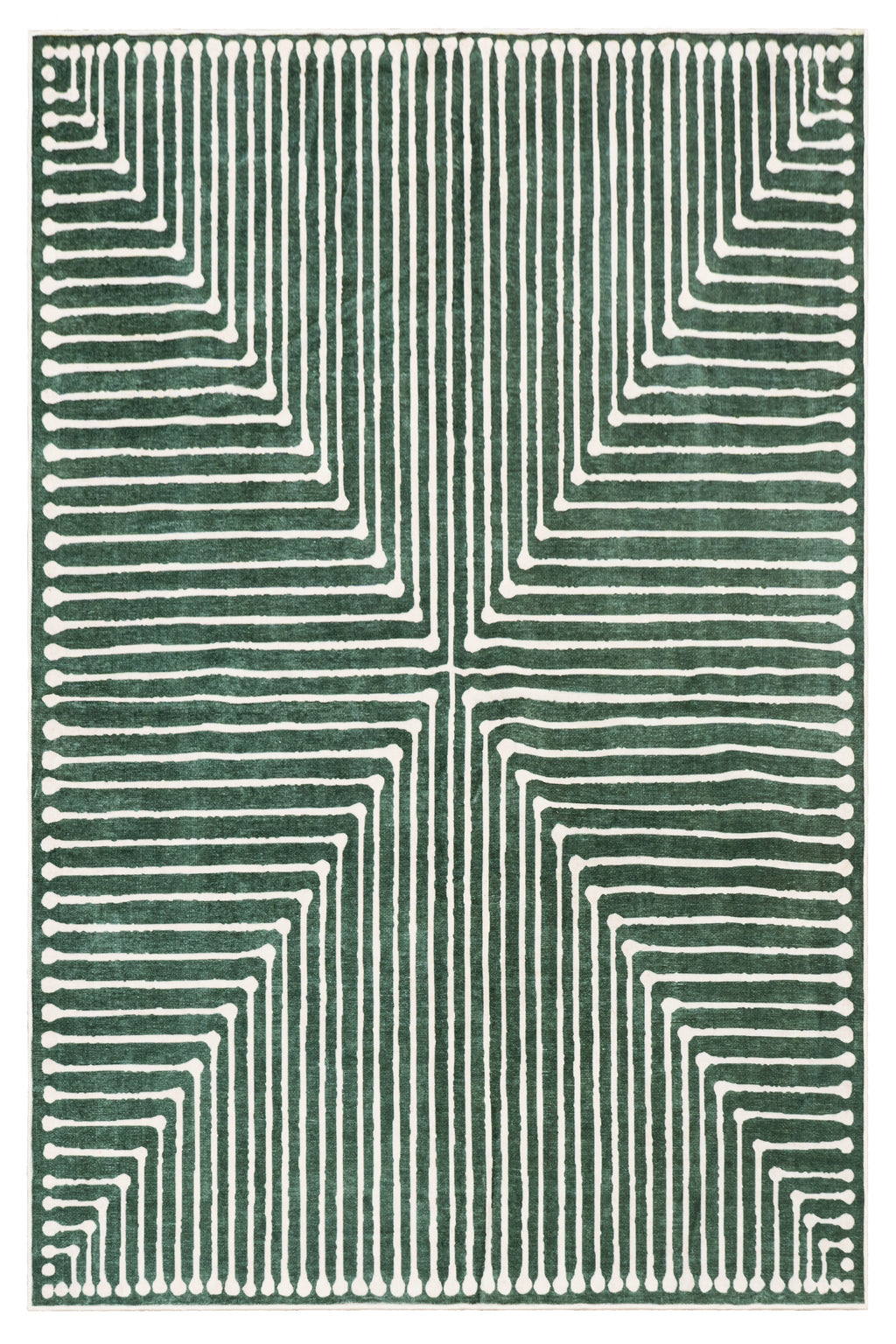 GLN Rugs Priene - Machine Washable Area Rug - Beige/Green Home Rug